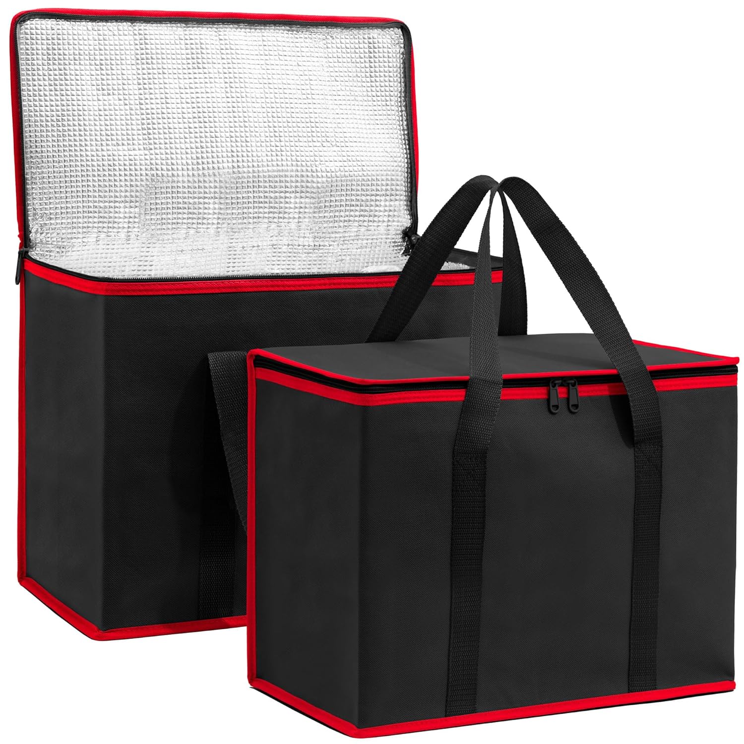 (No fabricado en China) Paquete de 2 bolsas de compras aisladas, bolsa de comestibles reutilizable y plegable, bolsa de aislamiento térmico para