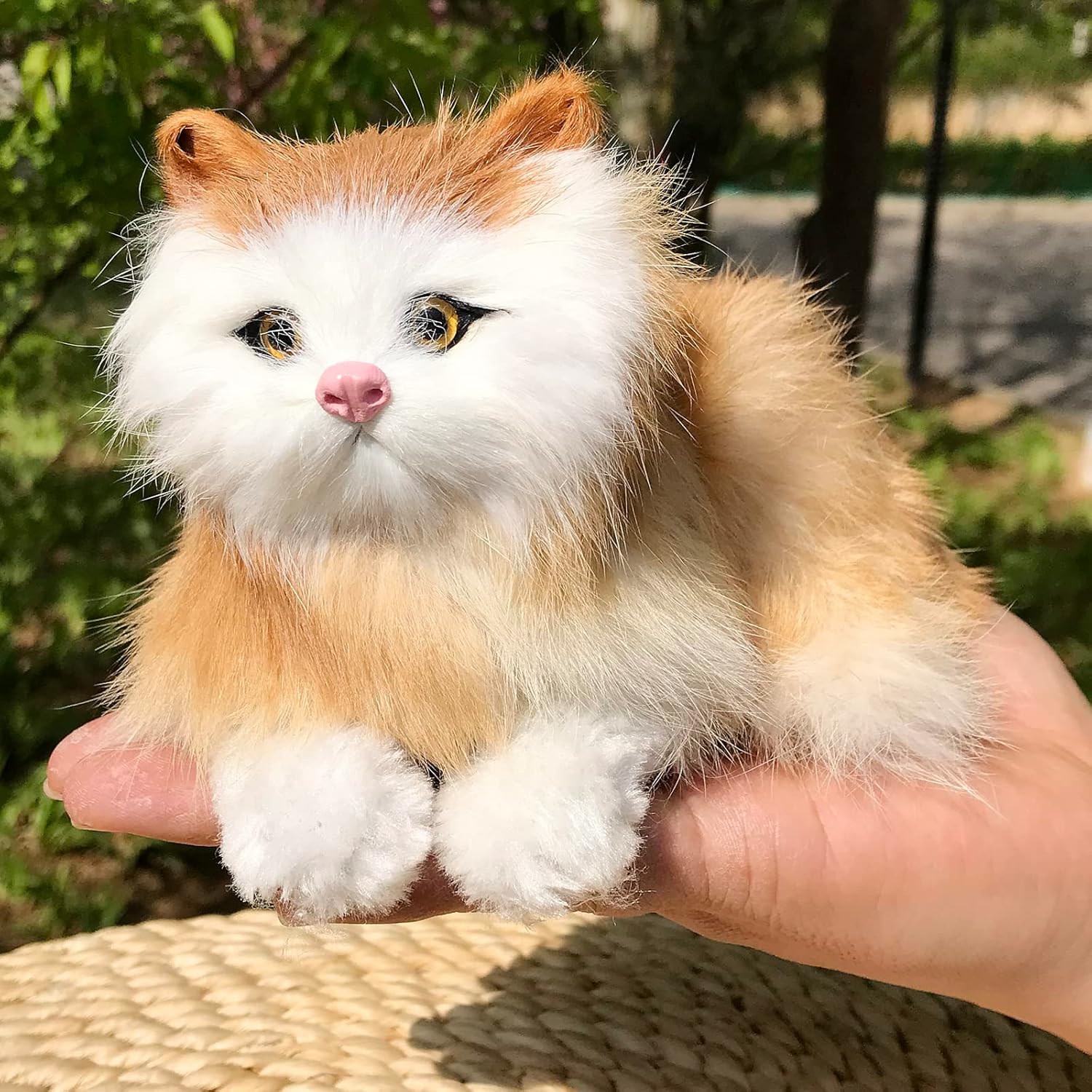 Paquete de 2 figuras realistas peludas de gatitos de imitación de gatitospiel sintética para mascotas, réplica de animales de peluche, accesorios de
