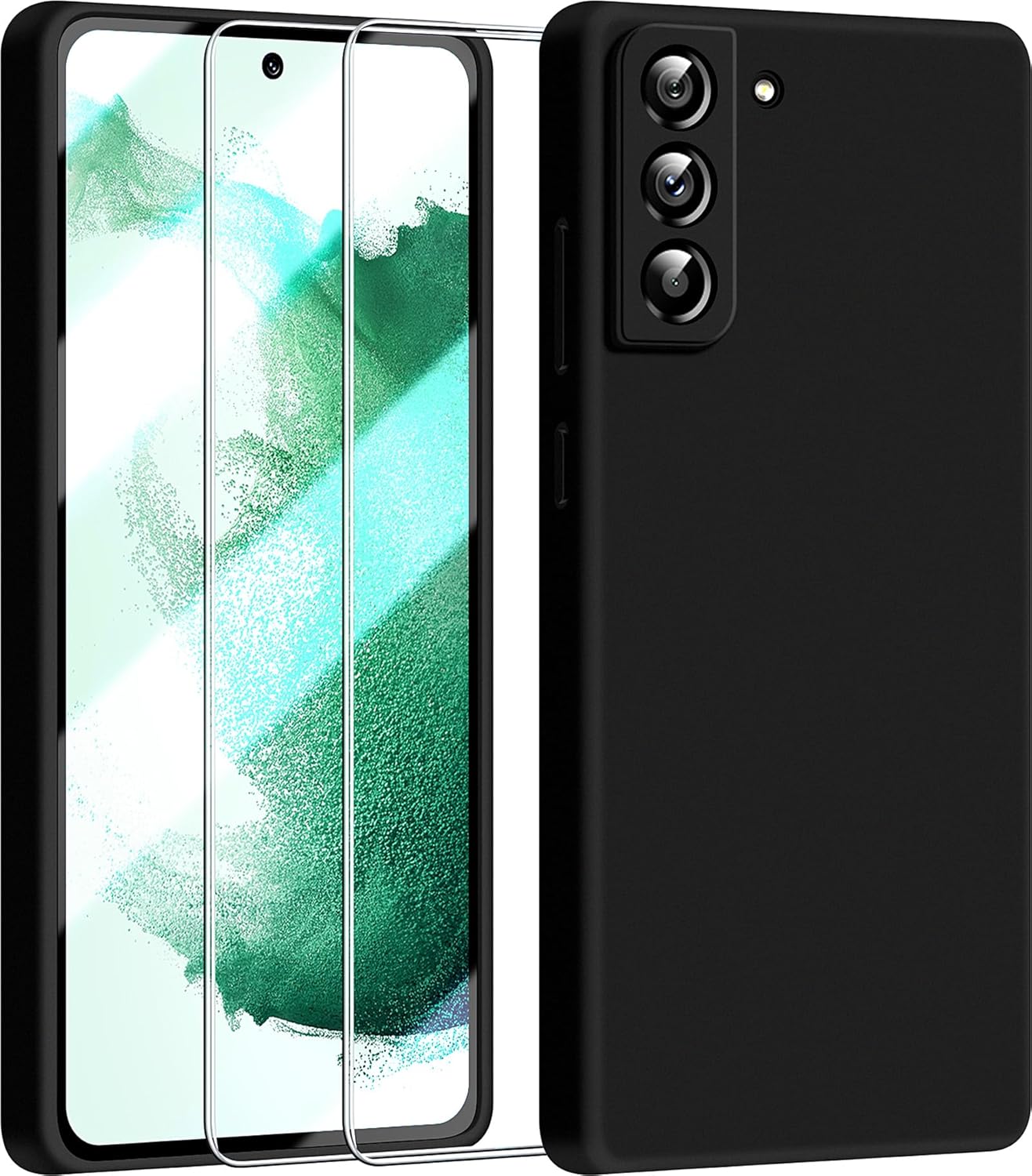 Dssairo Funda 3 en 1 para Samsung Galaxy S22, con 2 protectores de pantalla, con protección completa de la cámara, funda protectora delgada de