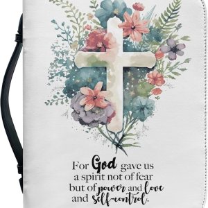 Vodetik Funda de Biblia cruzada con versículo floral para mujeres y niñas, tamaño extra grande con asa y cremallera, estuche de transporte de Vodetik Funda de Biblia cruzada con versículo floral para mujeres y niñas, tamaño extra grande con asa y cremallera, estuche de transporte de