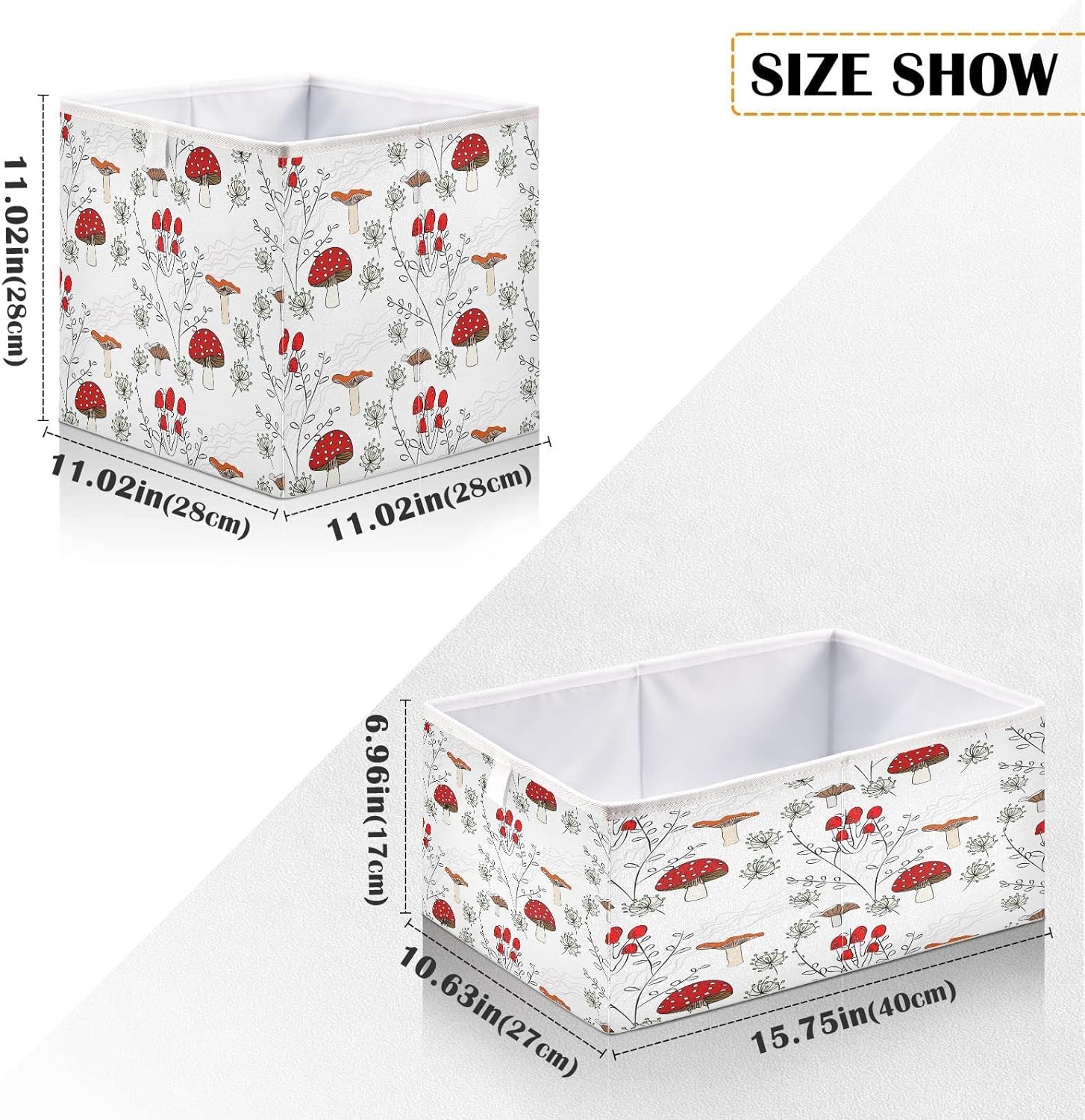 Burbuja Cubos de almacenamiento de hongos de tela, cesta organizadora de armario plegable con asa, cubo de 11 x 11 x 11 pulgadas