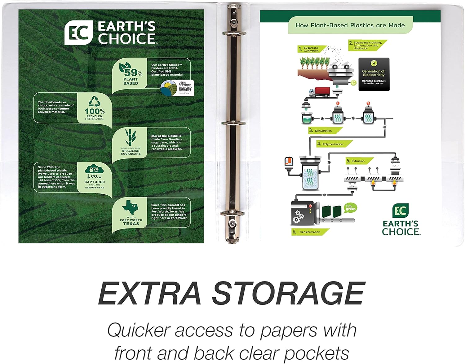 Samsill Earth’s Choice – Carpetas a base de plantas con 3 anillos redondos de 1 pulgada, hasta 25% de plástico a base de plantas, certificado a base