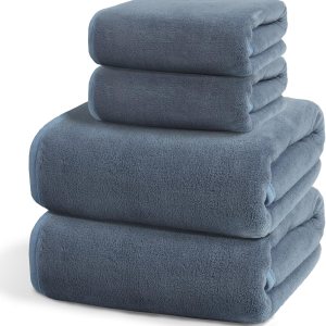 Exclusivo Mezcla Juego de 4 toallas de baño ultra suaves, toalla grande de terciopelo coral de microfibra altamente absorbente, secado rápido para Exclusivo Mezcla Juego de 4 toallas de baño ultra suaves, toalla grande de terciopelo coral de microfibra altamente absorbente, secado rápido para