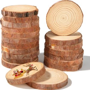 QTLCOHD 50 piezas de rebanadas de madera natural de 2.8 a 3.1 pulgadas, adornos de rebanadas de madera sin terminar, círculos de madera sin perforar QTLCOHD 50 piezas de rebanadas de madera natural de 2.8 a 3.1 pulgadas, adornos de rebanadas de madera sin terminar, círculos de madera sin perforar
