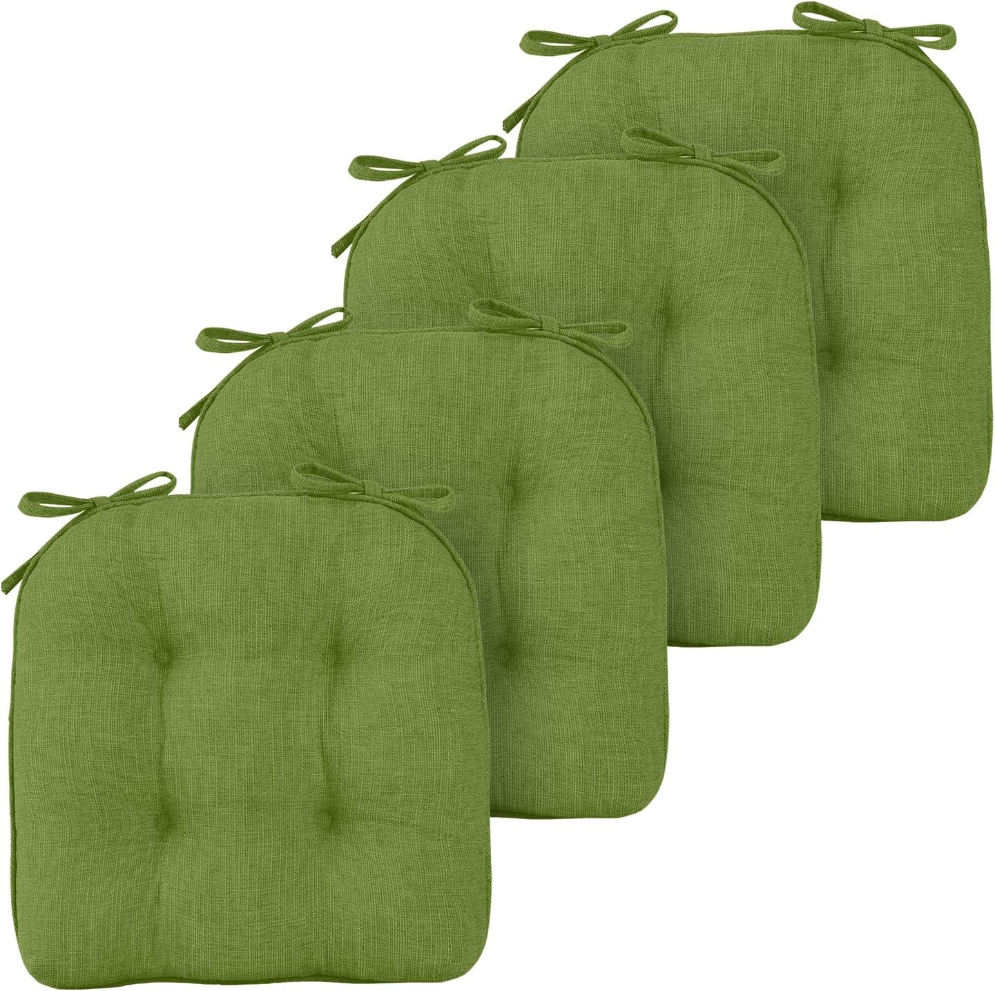 Basic Beyond Cojines para sillas de comedor, 4 unidades, cojines de espuma viscoelástica con lazos y respaldo antideslizante, 15.5 x 15.5 pulgadas,