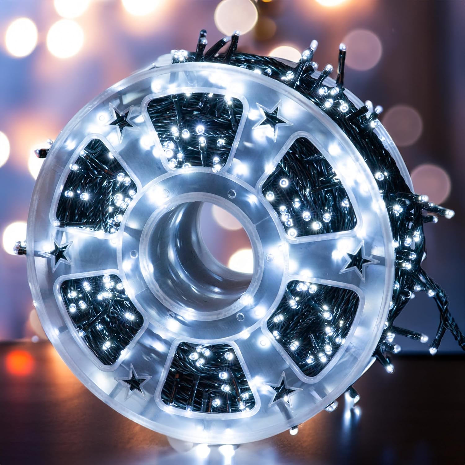Dazzle Bright Guirnalda de luces LED de Navidad de 164 pies, 500 luces LED de alambre verde impermeable con 8 modos, decoraciones de Navidad al aire