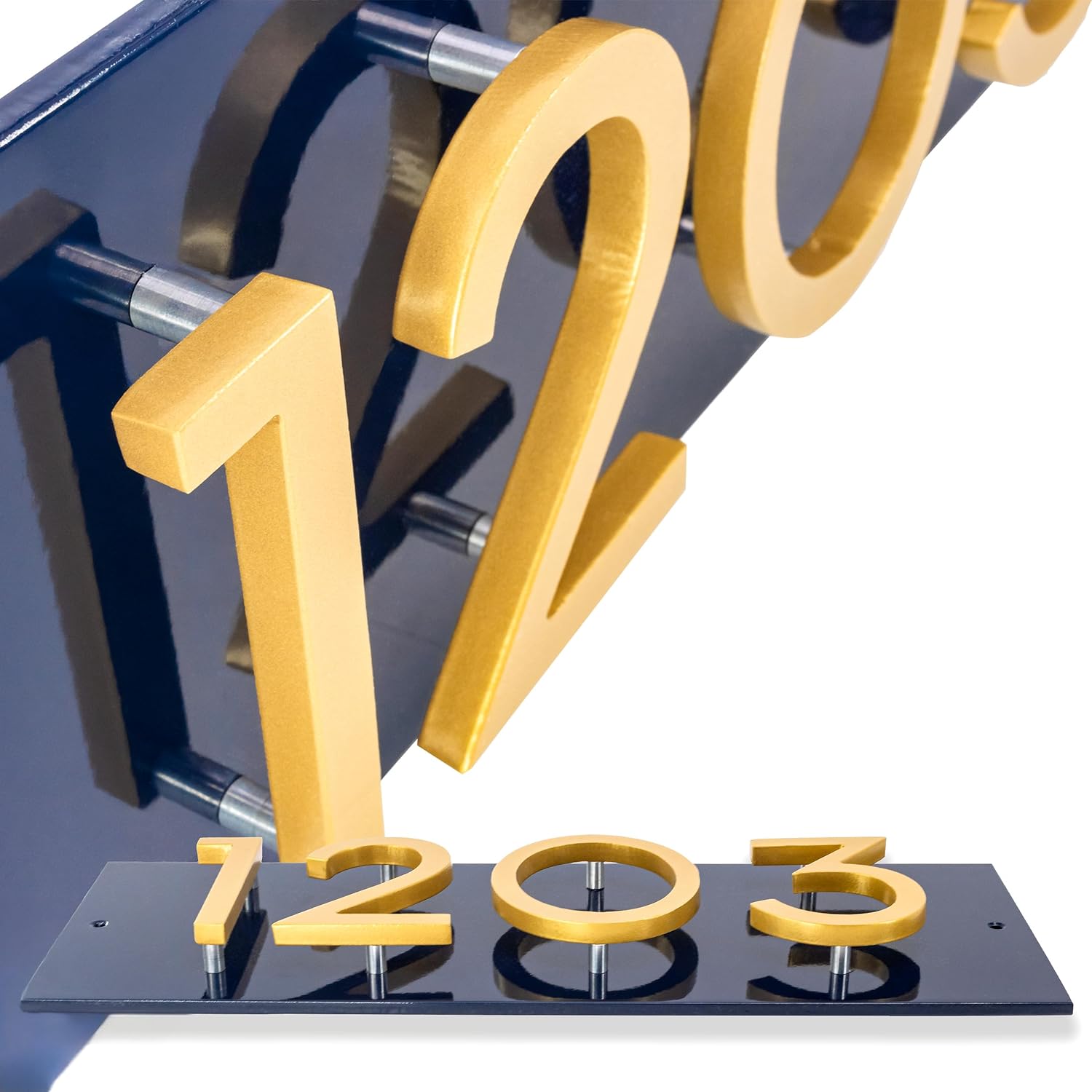 Placa de dirección horizontal con número flotante de 3 pulgadas, diseño de aluminio recubierto de polvo, fácil de instalar, fabricado con orgullo