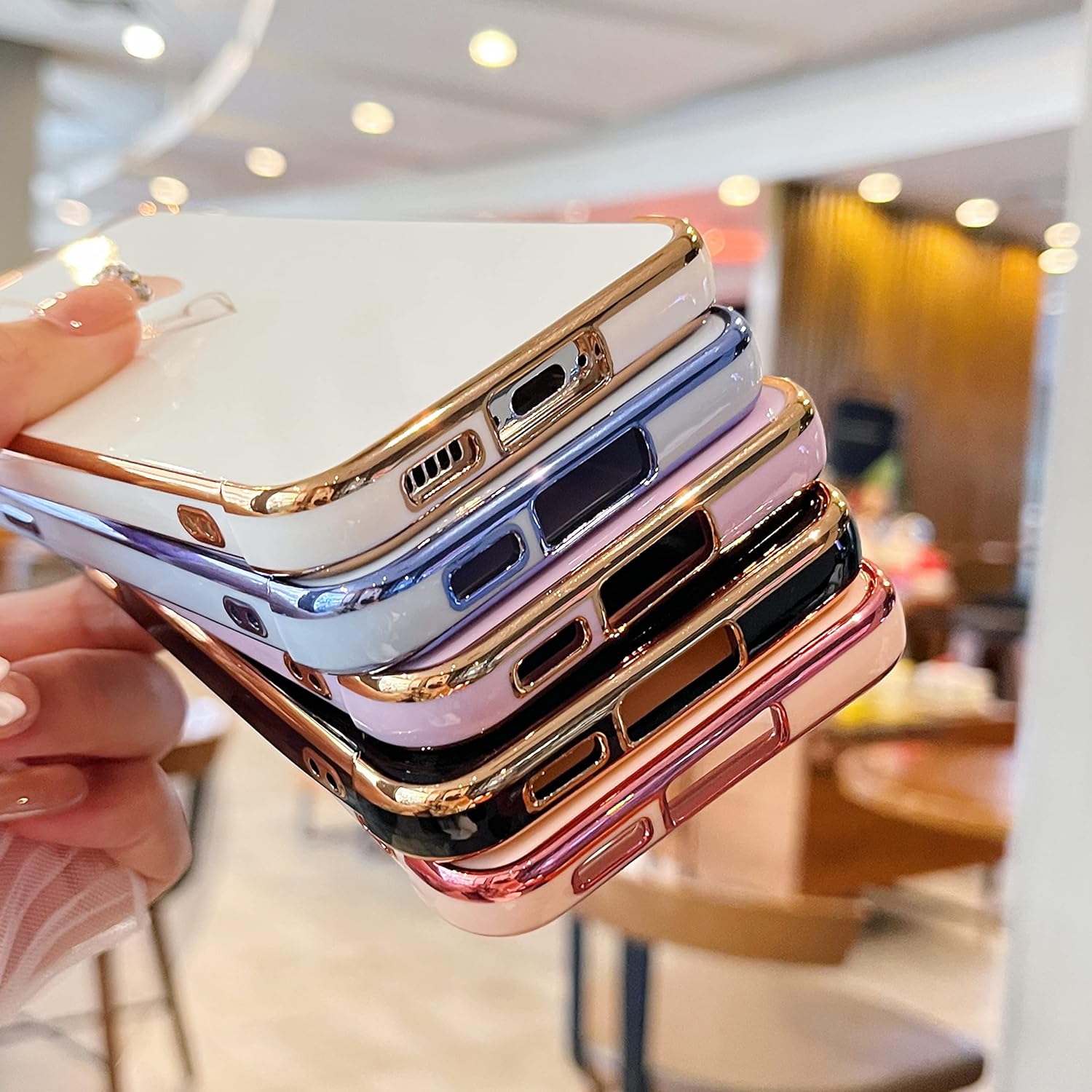 DEFBSC Funda compatible con Samsung Galaxy S23 con corazón dorado, borde chapado de lujo, protección completa de la cámara, para mujeres y niñas,