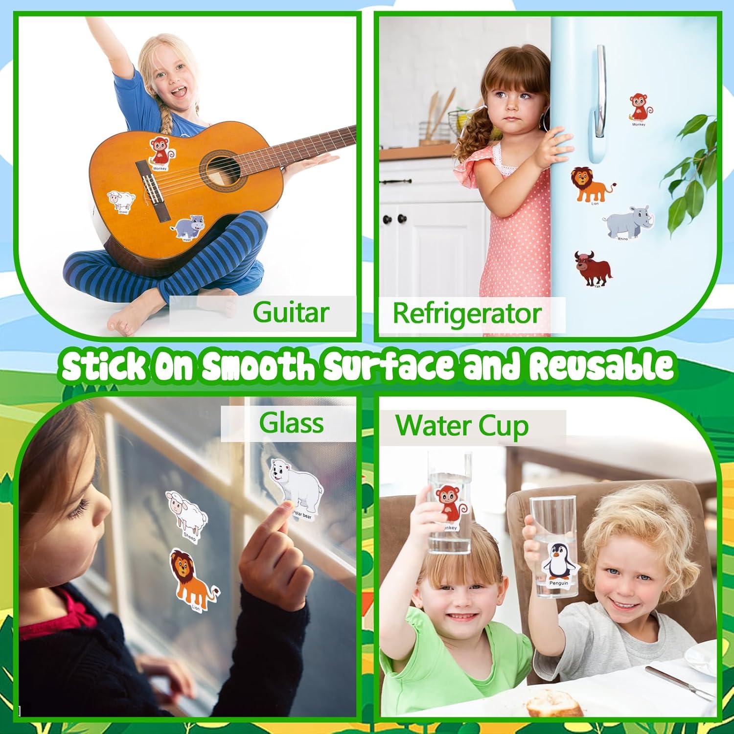 Visfun – Libros de calcomanías reutilizables para niños, libro silencioso de gelatina divertida, calcomanías de viaje, impermeables, libro de
