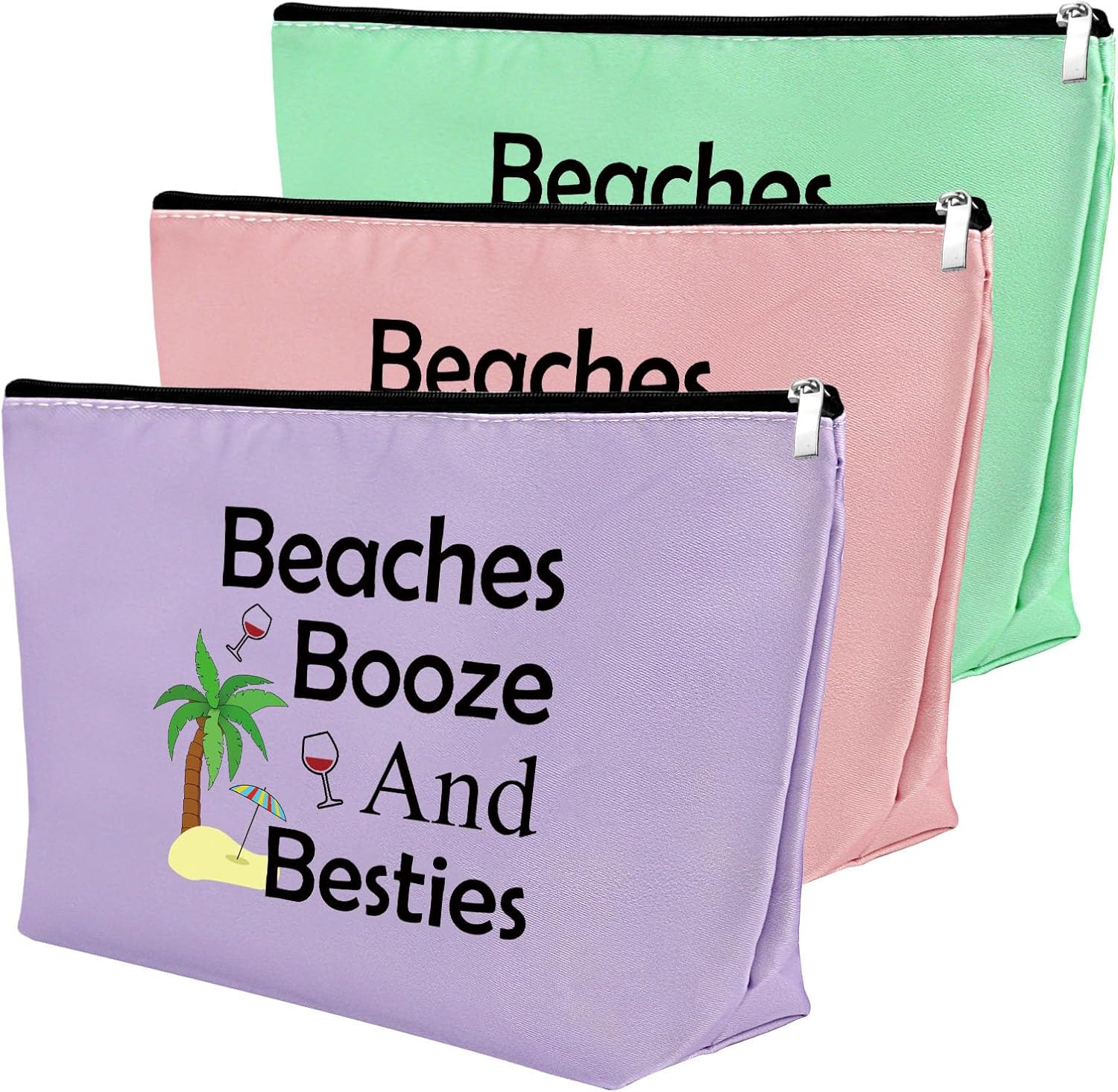 Regalos de playa para mujeres, bolsa de maquillaje, regalos para amantes de la playa, Verde claro + rosa claro + morado claro