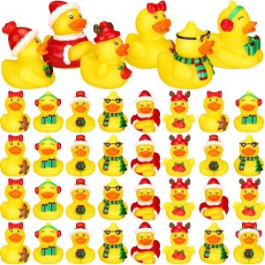 Honoson 36 patos de goma de Navidad a granel, mini patos de goma de Navidad, recuerdos de fiesta de Navidad para Navidad, cumpleaños, recompensas de Honoson 36 patos de goma de Navidad a granel, mini patos de goma de Navidad, recuerdos de fiesta de Navidad para Navidad, cumpleaños, recompensas de
