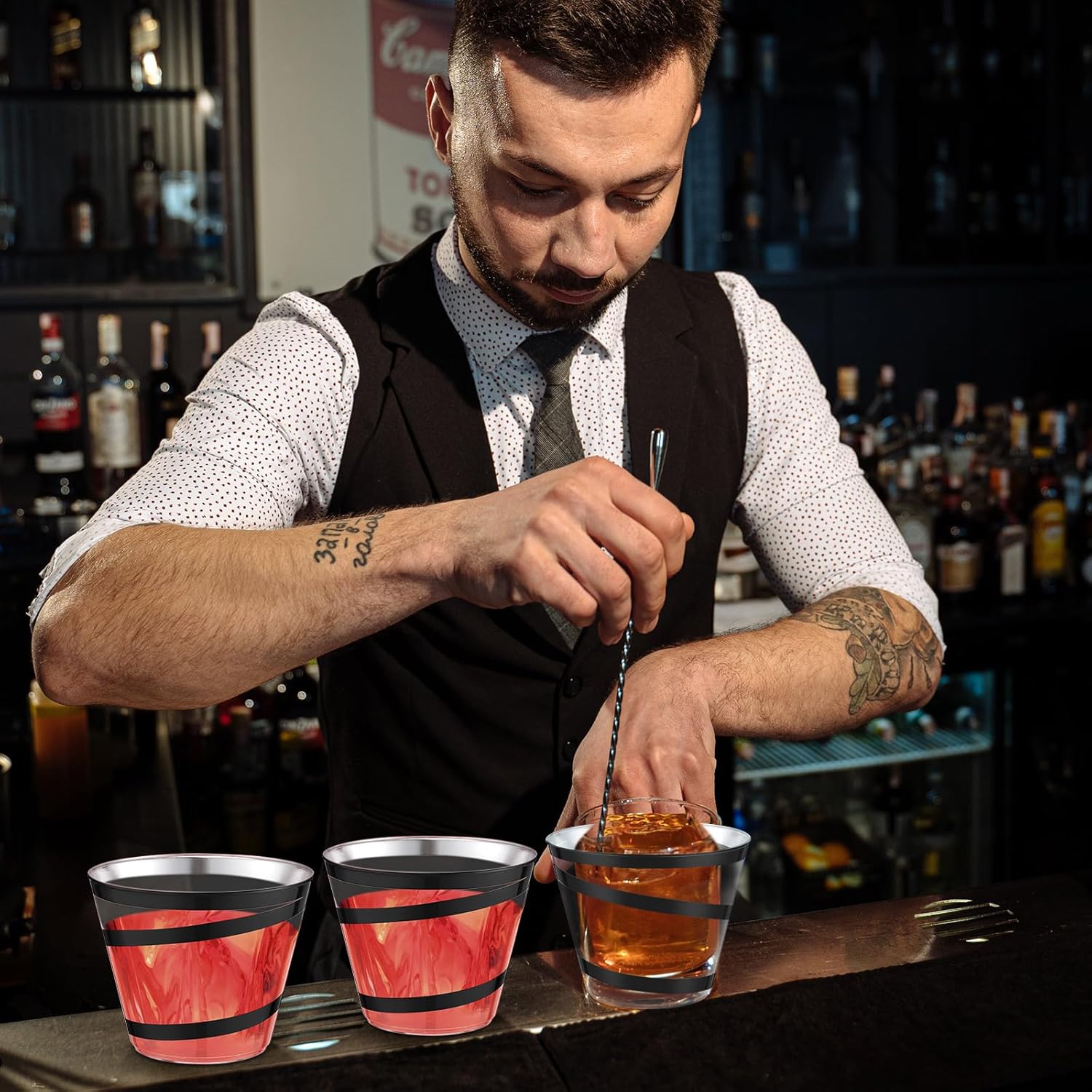 Gejoy 100 vasos de plástico desechables de 9 onzas, vasos de plástico duro, vasos transparentes, elegantes vasos de boda para el día de la madre,
