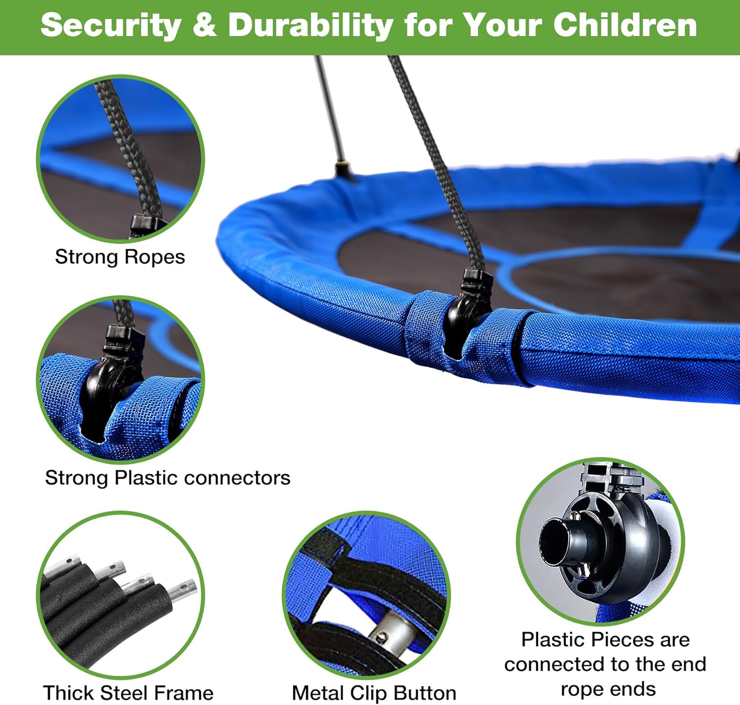 RedSwing Columpio de platillo volador de 43 pulgadas para niños al aire libre, grandes columpios redondos para árboles y columpios, fuerte y
