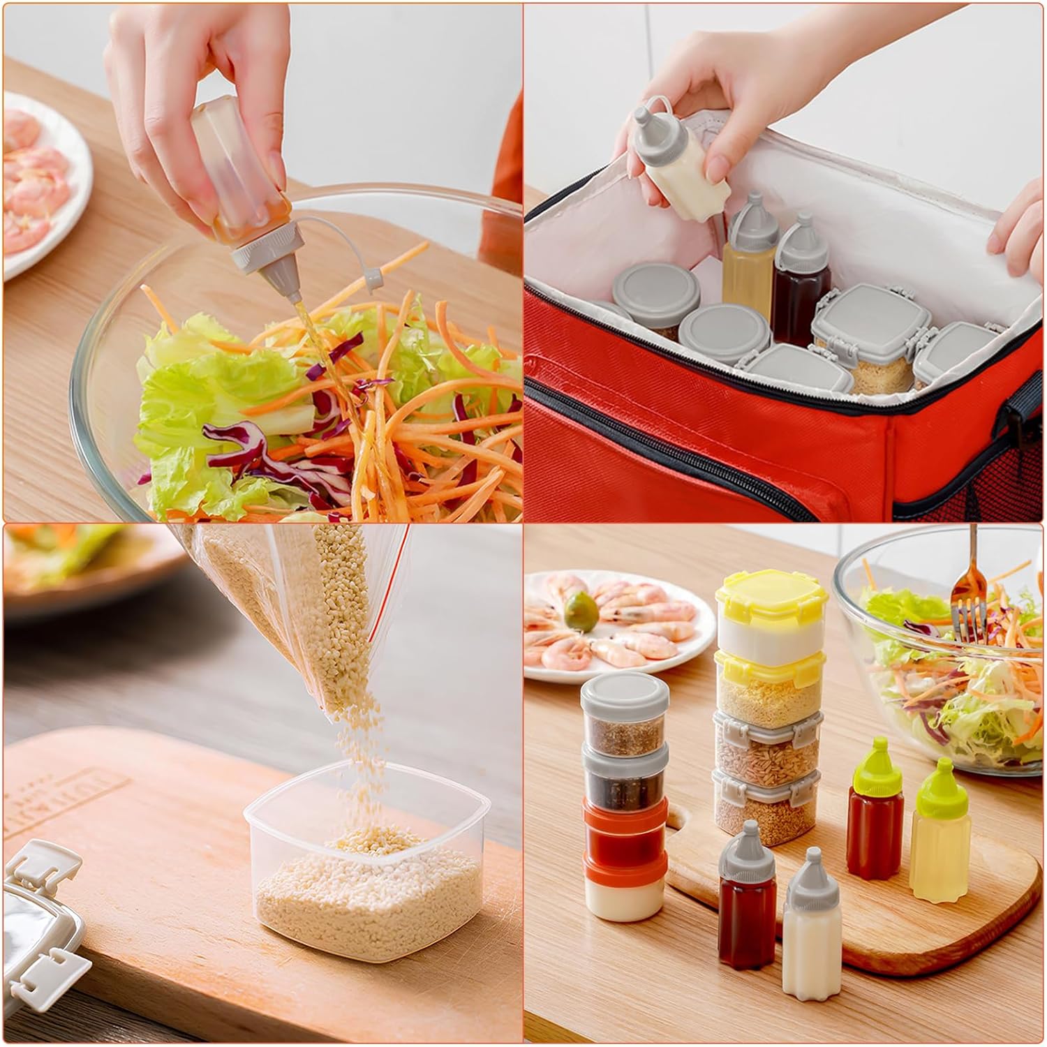 12 unidades de mini botellas de plástico para exprimir salsas, cajas de condimentos pequeños para condimentos, recipientes para aderezos de ensalada