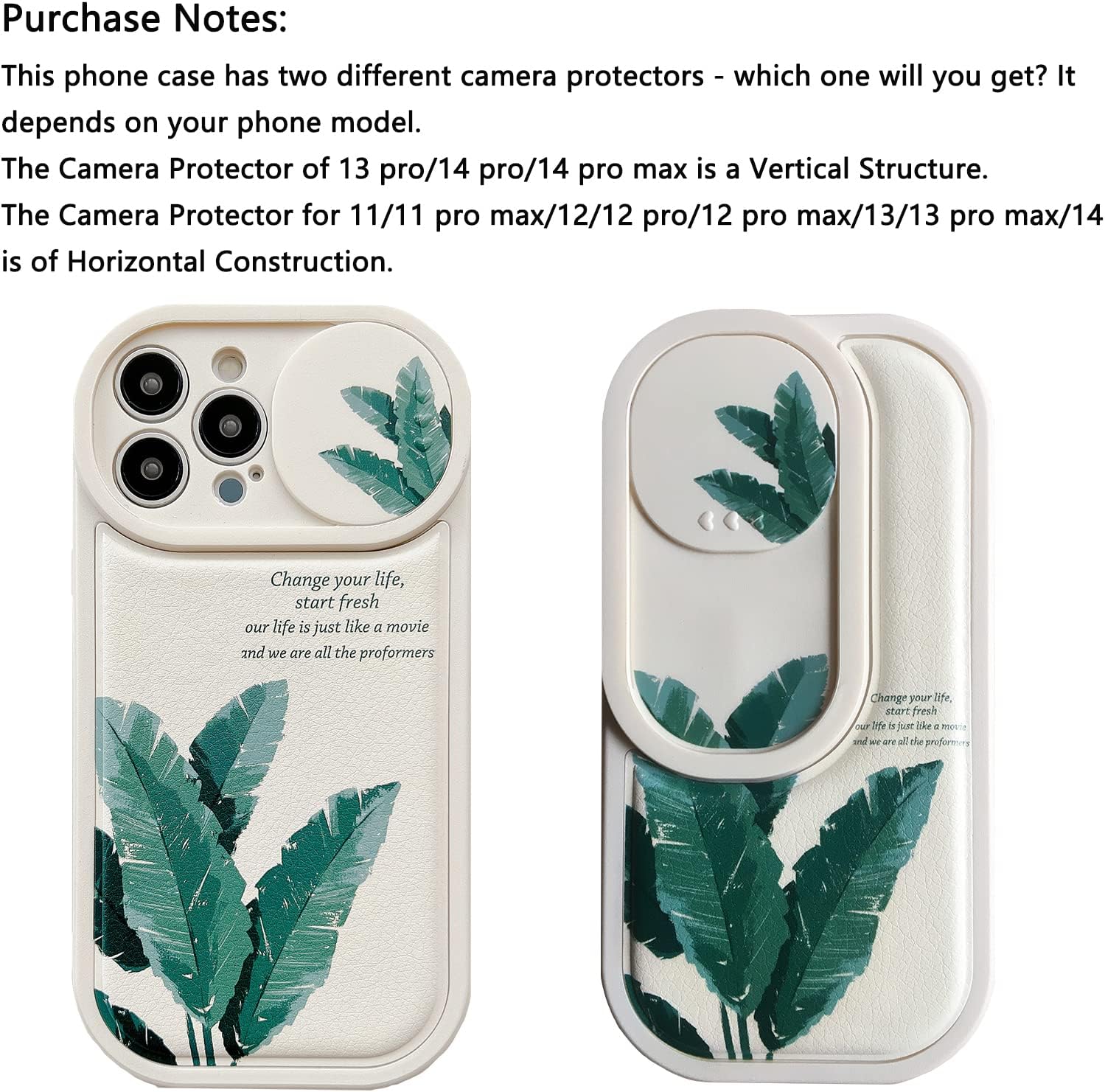 Funda protectora para iPhone 11 Pro Max, diseño de hojas de plátano con protector de lente de cámara para mujeres y niñas