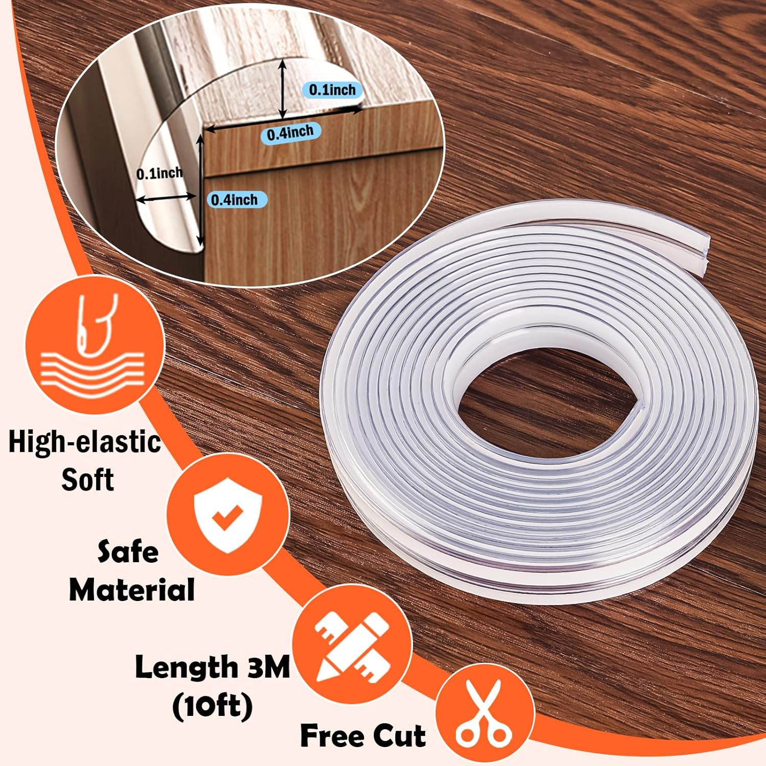 Protector de bordes a prueba de bebés de 10 pies, esquinas y bordes a prueba de bebés, protectores de esquinas para muebles, protectores de esquinas