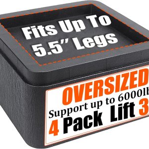 Elevadores de cama de 3 pulgadas, de gran tamaño, para patas de hasta 5.5 pulgadas, soporte resistente de 6000 libras, bloques de elevación de cama Elevadores de cama de 3 pulgadas, de gran tamaño, para patas de hasta 5.5 pulgadas, soporte resistente de 6000 libras, bloques de elevación de cama