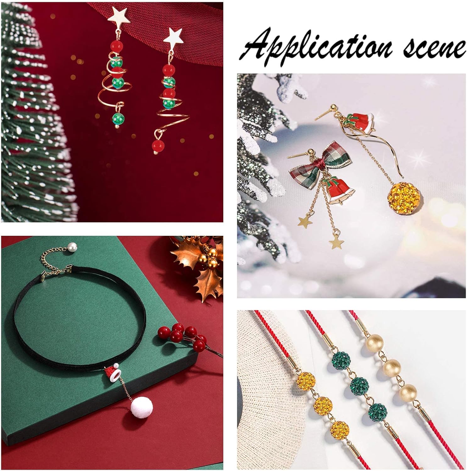 NBEADS Alrededor de 180 cuentas de Navidad mixtas de 0.315 pulgadas, cuentas sueltas de vidrio de material surtido, cuentas espaciadoras para