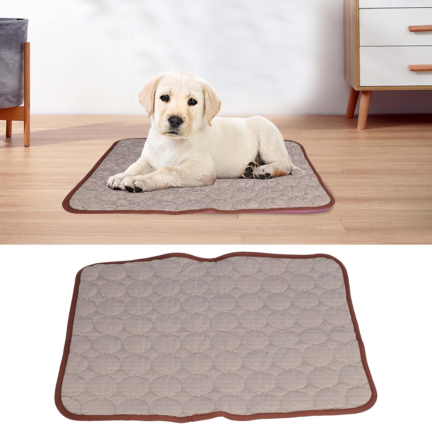 Almohadillas de enfriamiento, se mantienen frescas en la cama refrescante para perros Summe, fáciles de limpiar para suelos (marrón, S (19.7 x 15.7