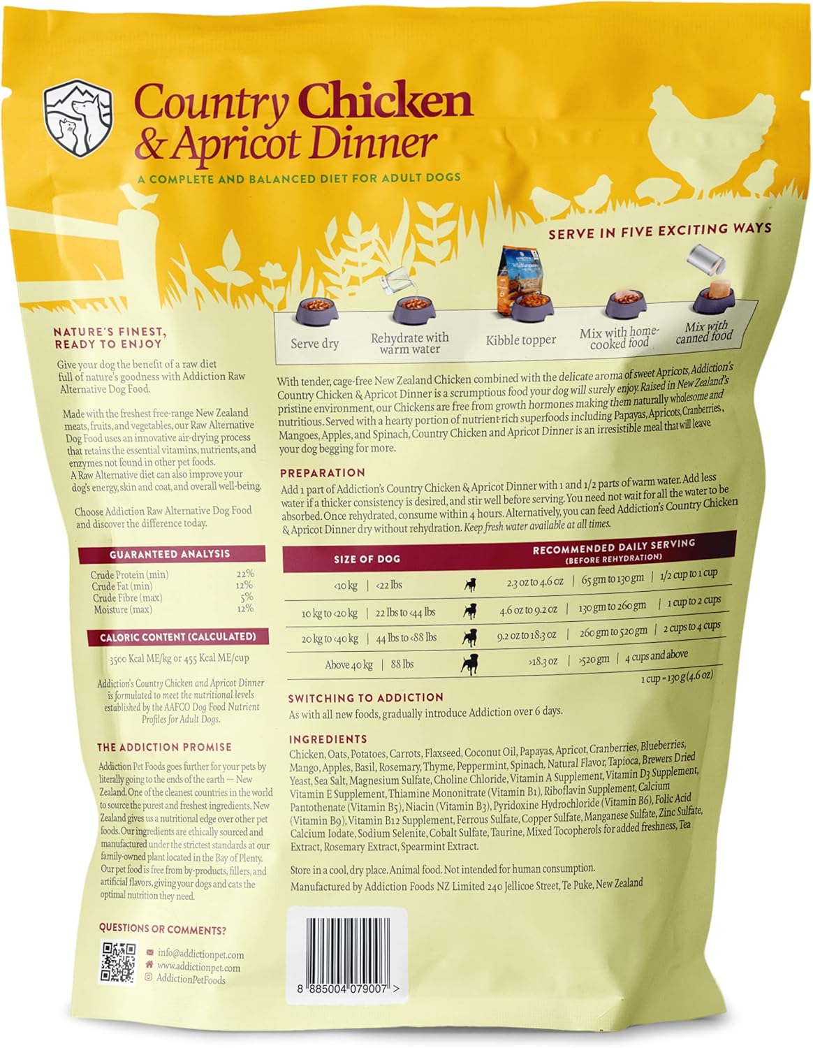 Addiction Raw dehydrated Grain-Free Dog Food, país pollo y albaricoque, 2lbs por Addiction mascota Alimentos