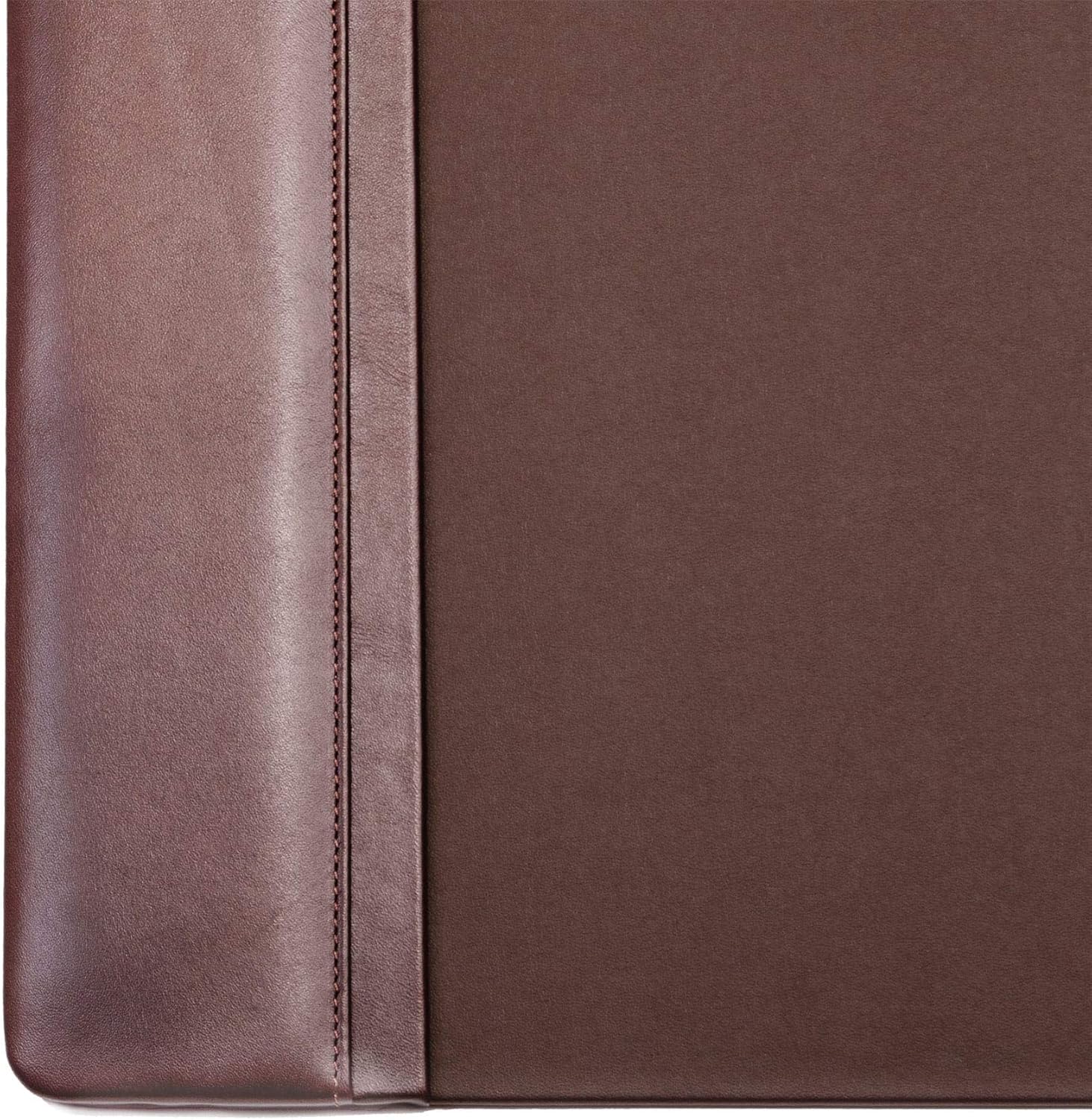 Dacasso Almohadilla con rieles laterales de cuero de lujo para escritura, protector de superficie de escritorio ejecutivo, 22 x 14 pulgadas, marrón