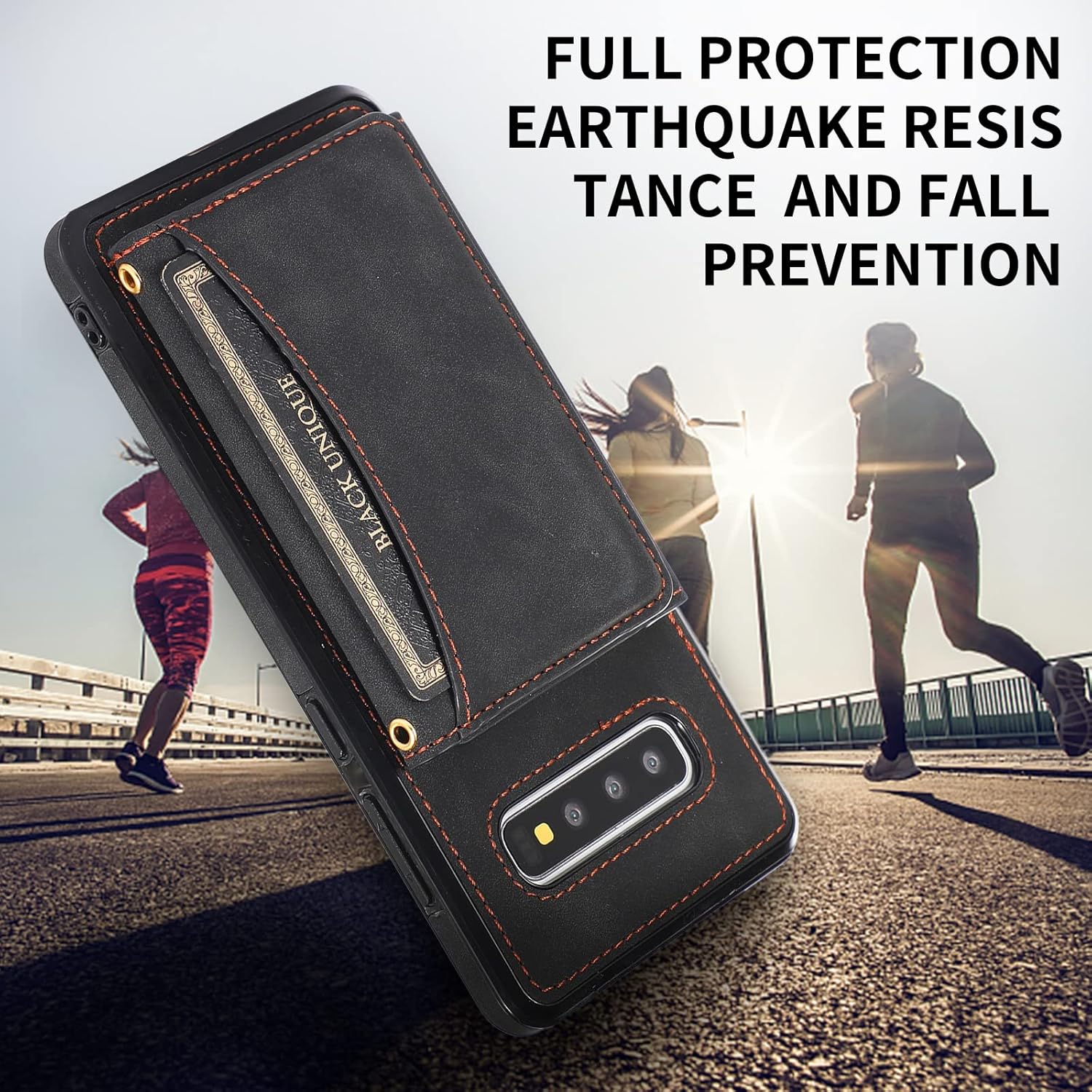 Asuwish Funda de teléfono para Samsung Galaxy S10 con protector de pantalla de vidrio templado y soporte de tarjeta de crédito de piel sintética,