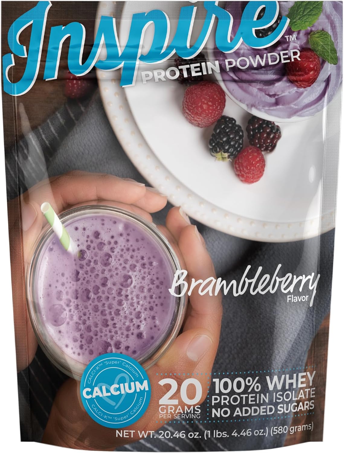Inspire Bramble-Berry – Polvo aislado de proteína de suero con calcio (0.71 oz)