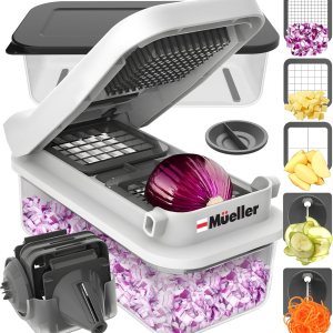 Mueller Pro-Series V Blade – Picador de verduras, picador de cebolla, rebanador de huevos, espiralizador, cortador, cortador de alimentos, cortador Mueller Pro-Series V Blade – Picador de verduras, picador de cebolla, rebanador de huevos, espiralizador, cortador, cortador de alimentos, cortador