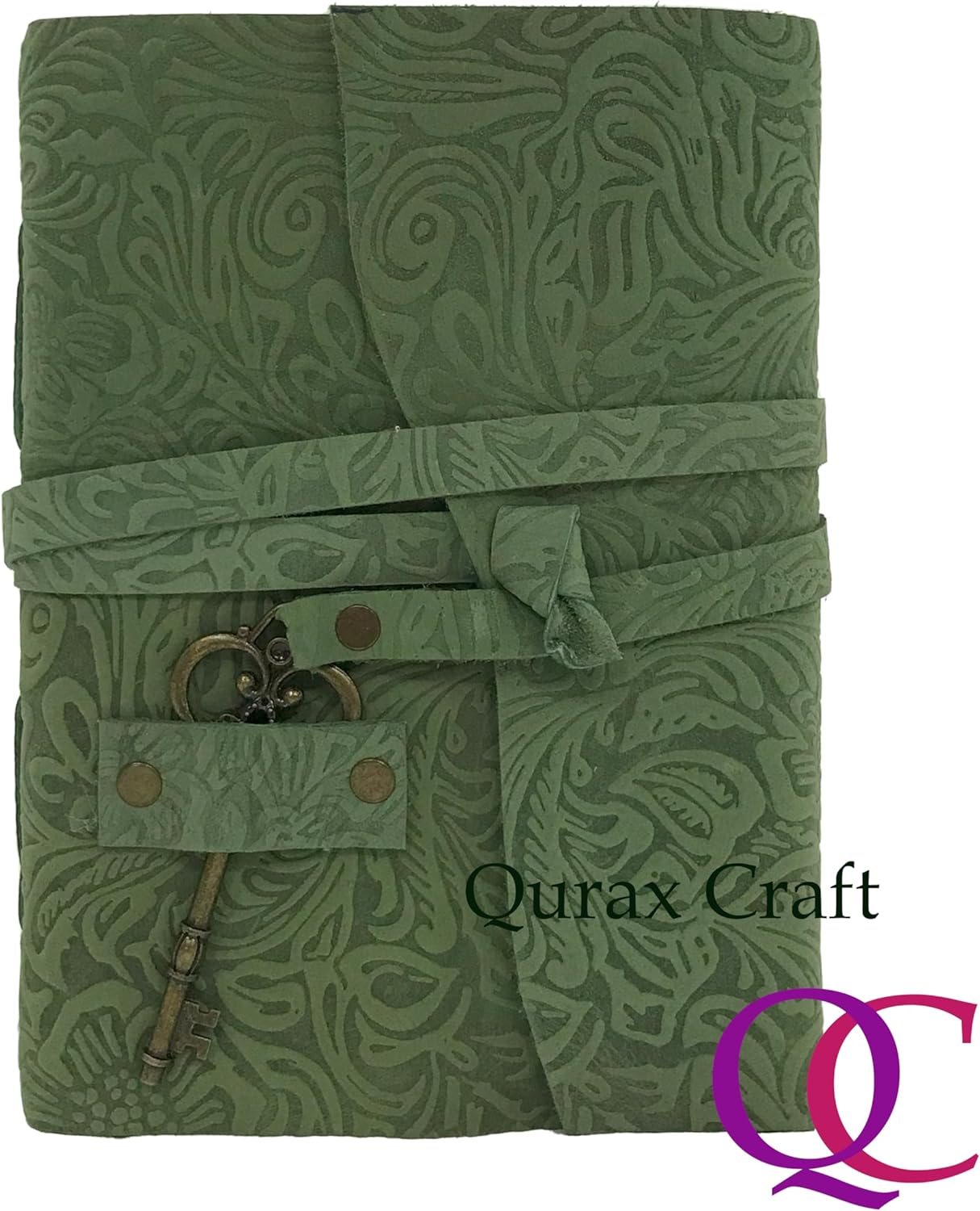 Diario de cuero verde para mujer (5×7)