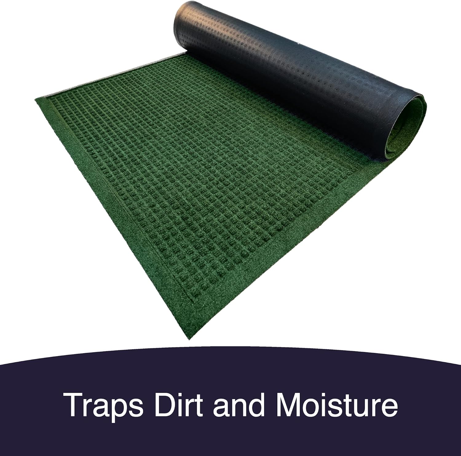 Ecomills Tapete de goma mediano, 24 x 36 pulgadas, verde, grande, absorbente, para interiores y exteriores, resistente a las manchas, parte trasera