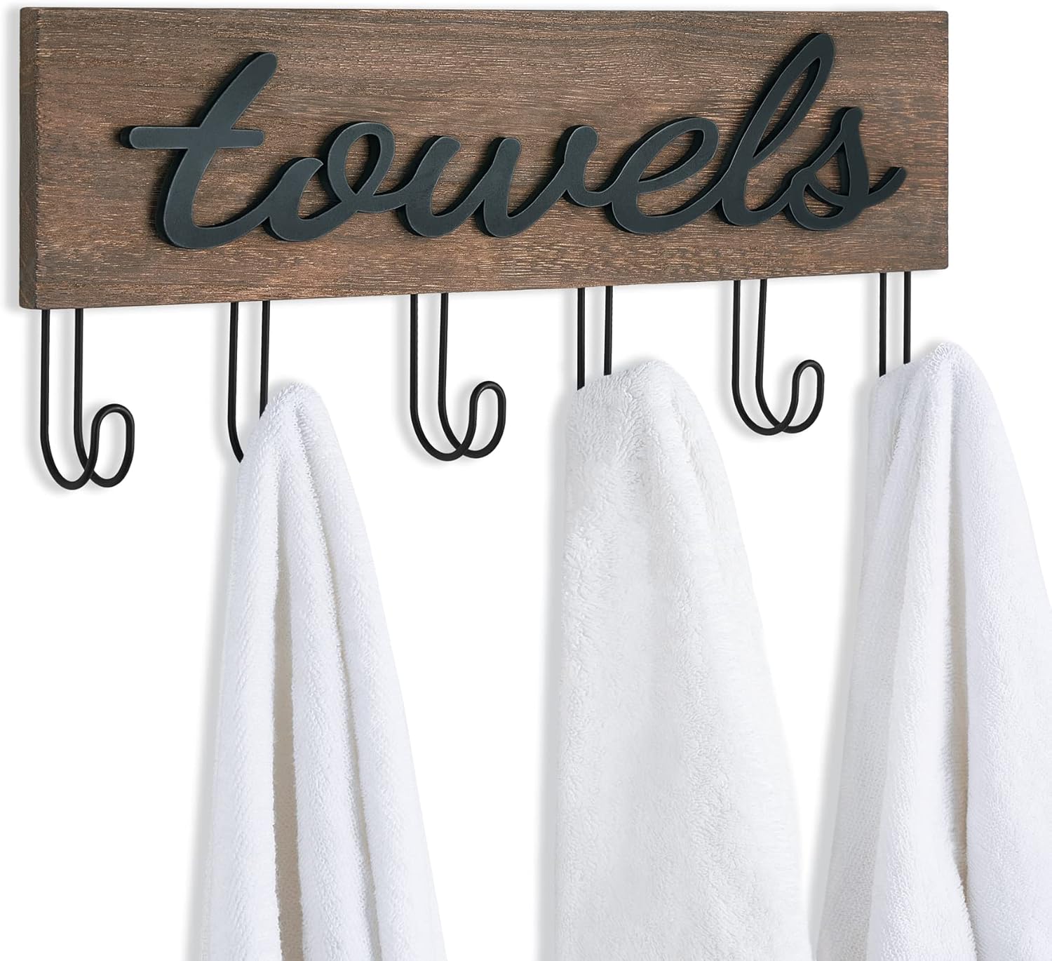 Mkono Toallero montado en la pared, decoración de baño, ganchos de madera rústica para colgar toallas, bata de baño, abrigo, ropa, colgador de