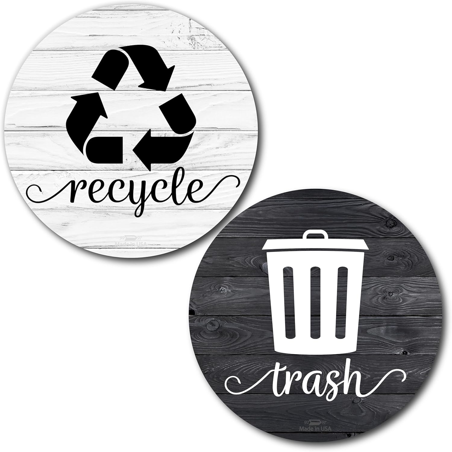 Imanes rústicos de reciclaje de basura para basura de cocina y papelera de reciclaje, imán de símbolo de logotipo de bote de basura de granja, imán
