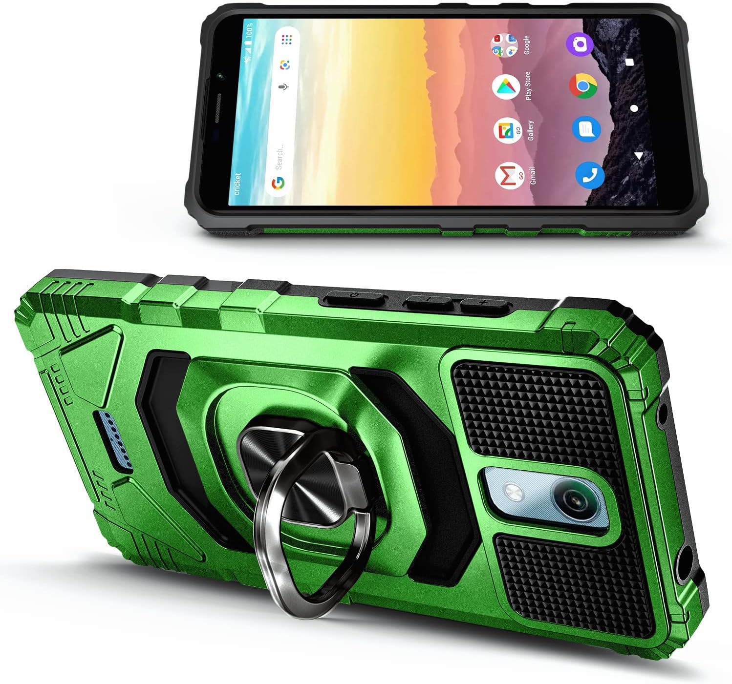 NZND Funda para AT&T Calypso (U318AA)Cricket Vision 3 con protector de pantalla de vidrio templado, protección de cuerpo completo grado militar,