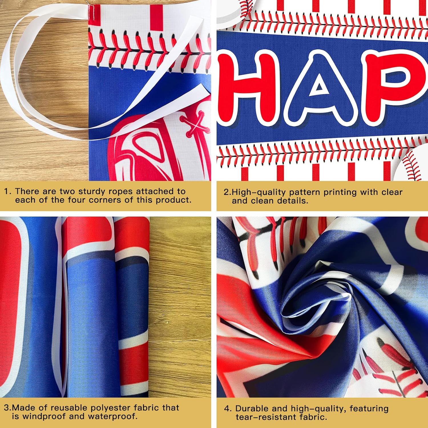 ANATANOWOR Decoraciones de fiesta de béisbol, decoraciones de cumpleaños para fiesta de béisbol, pancarta de feliz cumpleaños (118 x 20 pulgadas)