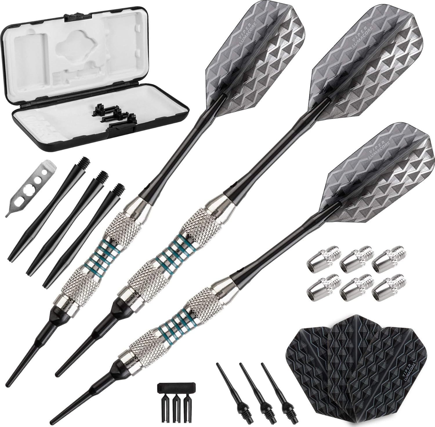 Viper Bobcat dardos de peso ajustable con punta suave y estuche de almacenamientoviaje.