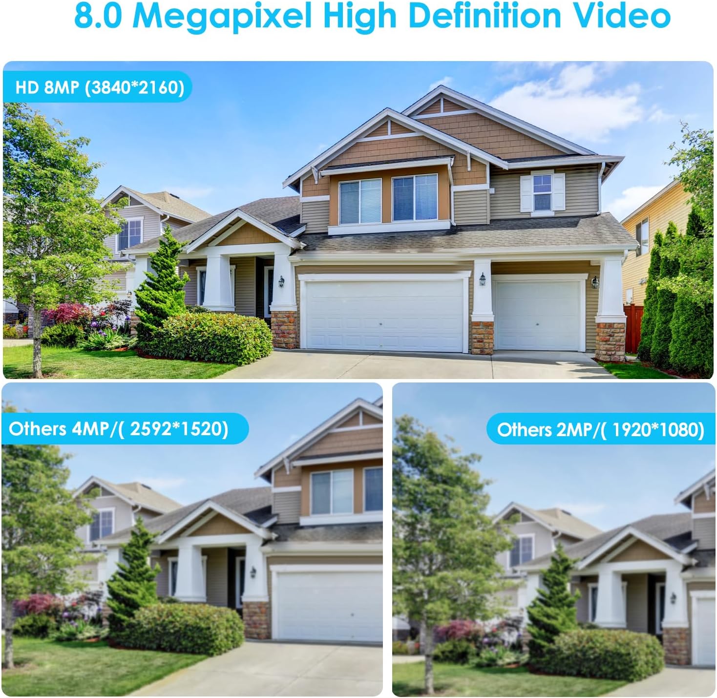 Hikvision compatible con 8MP 0.110 in gran angular 3840×2160 IP PoE Dome Turret 4K cámara de seguridad con micrófonoaudio, IP67 al aire libre