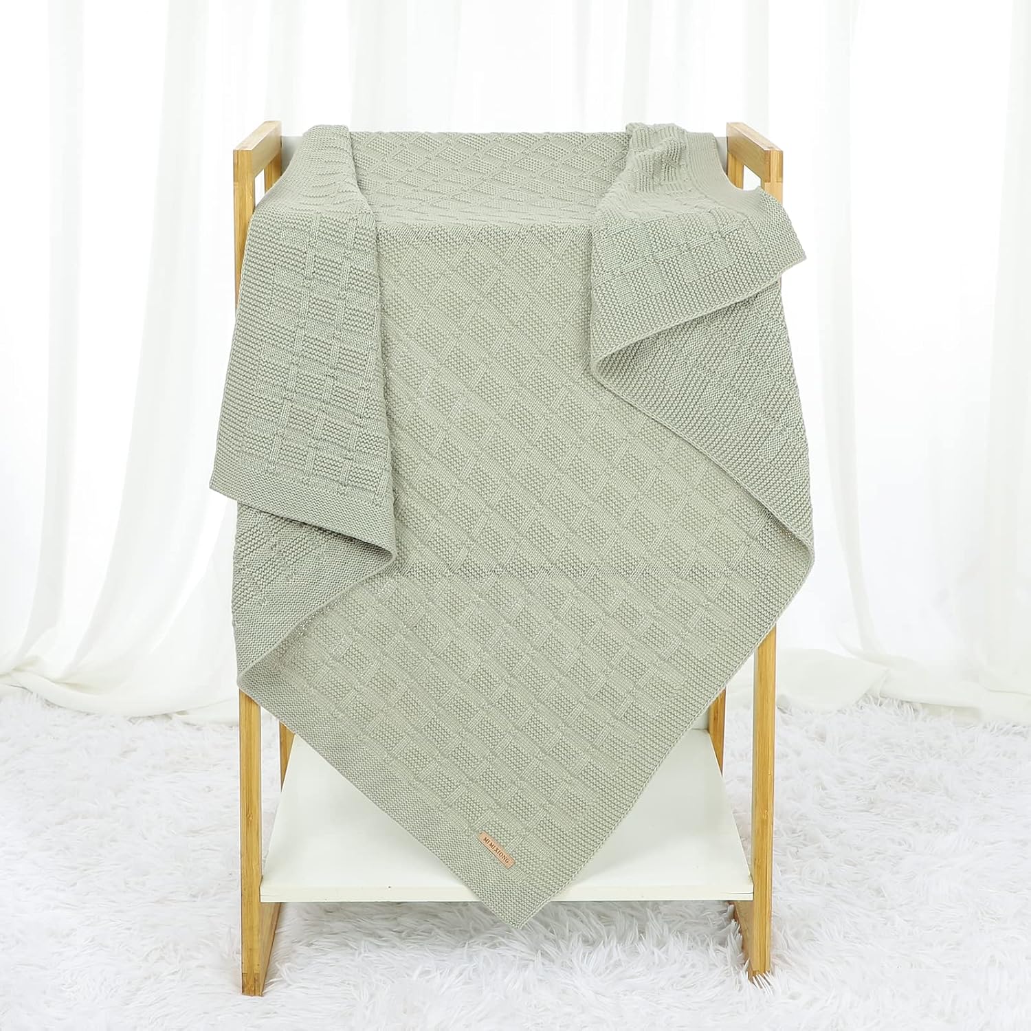 Manta de bebé de punto suave, manta de recepción de ganchillo acogedora cálida manta celular para bebé recién nacido niño y niña, 35.4 x 27.6 in –