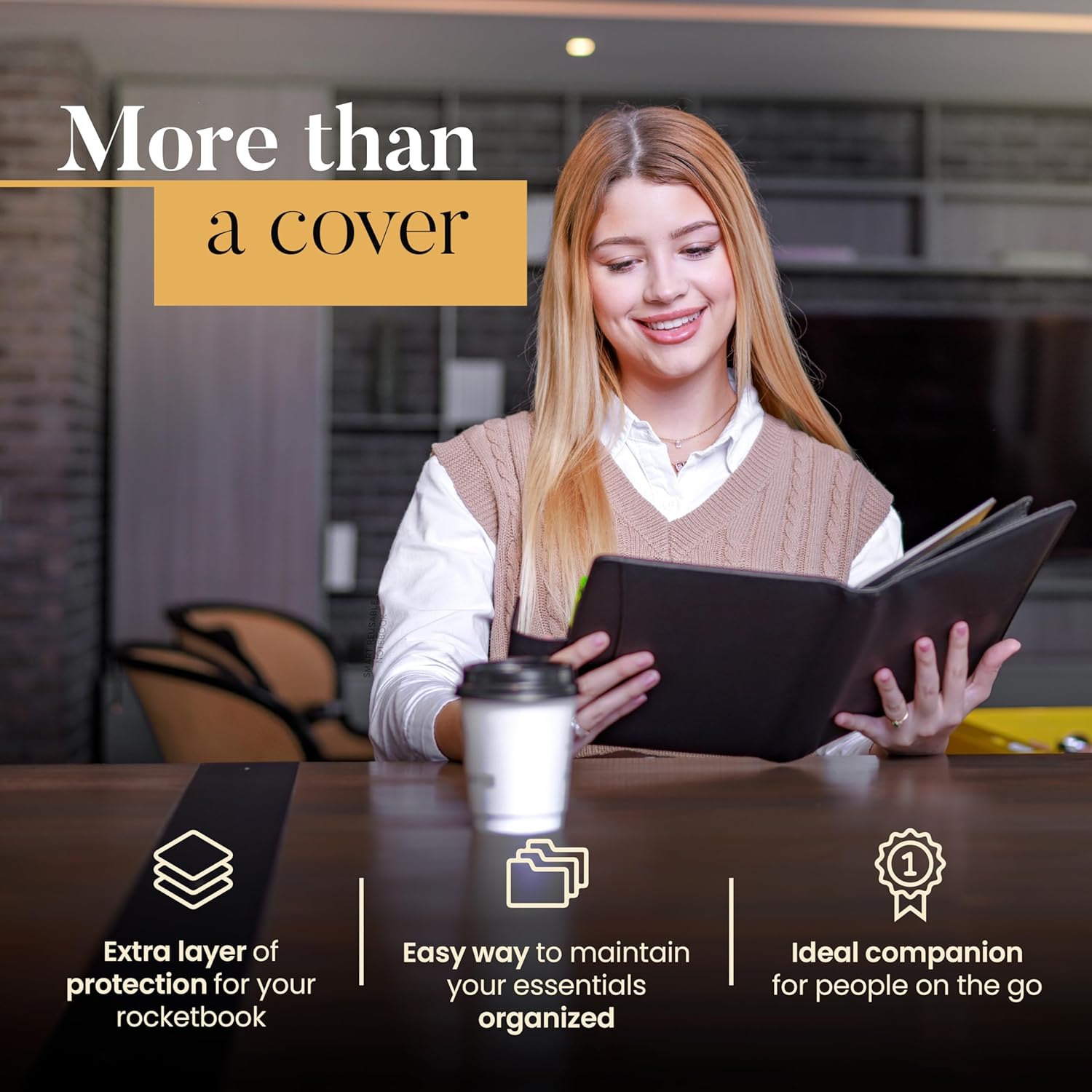 Trailblaze Funda de cuero para cuaderno compatible con Rocketbook  Cuaderno de lujo de cuero para hombres y mujeres  Organizador de cartera con