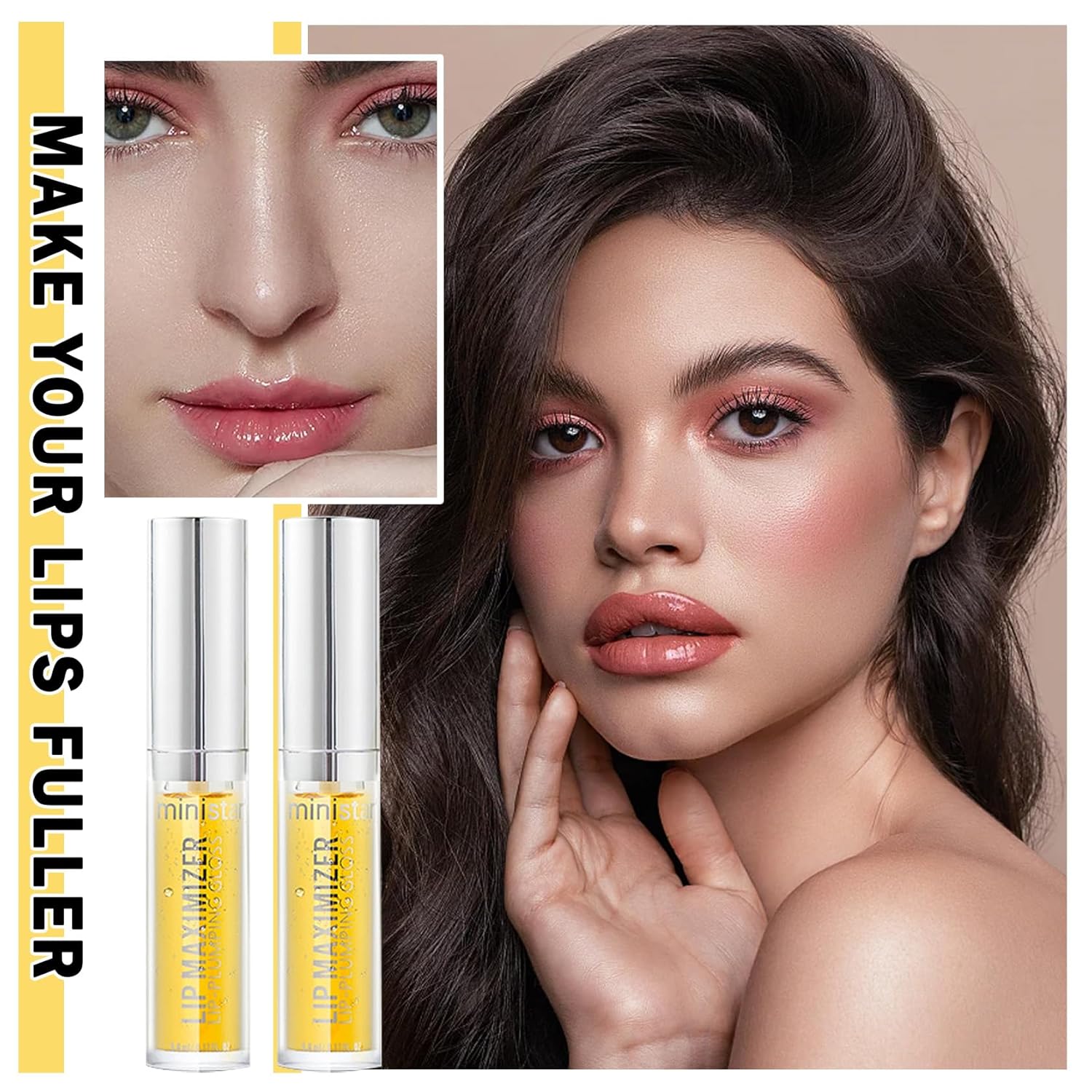 AWCCXMYM 2 unids Lip Plumper Clear Lip Gloss Hidratante Iluminar Rellenador Brillo de Larga Duración Natural Hidratante Suave Cuidado de los Labios