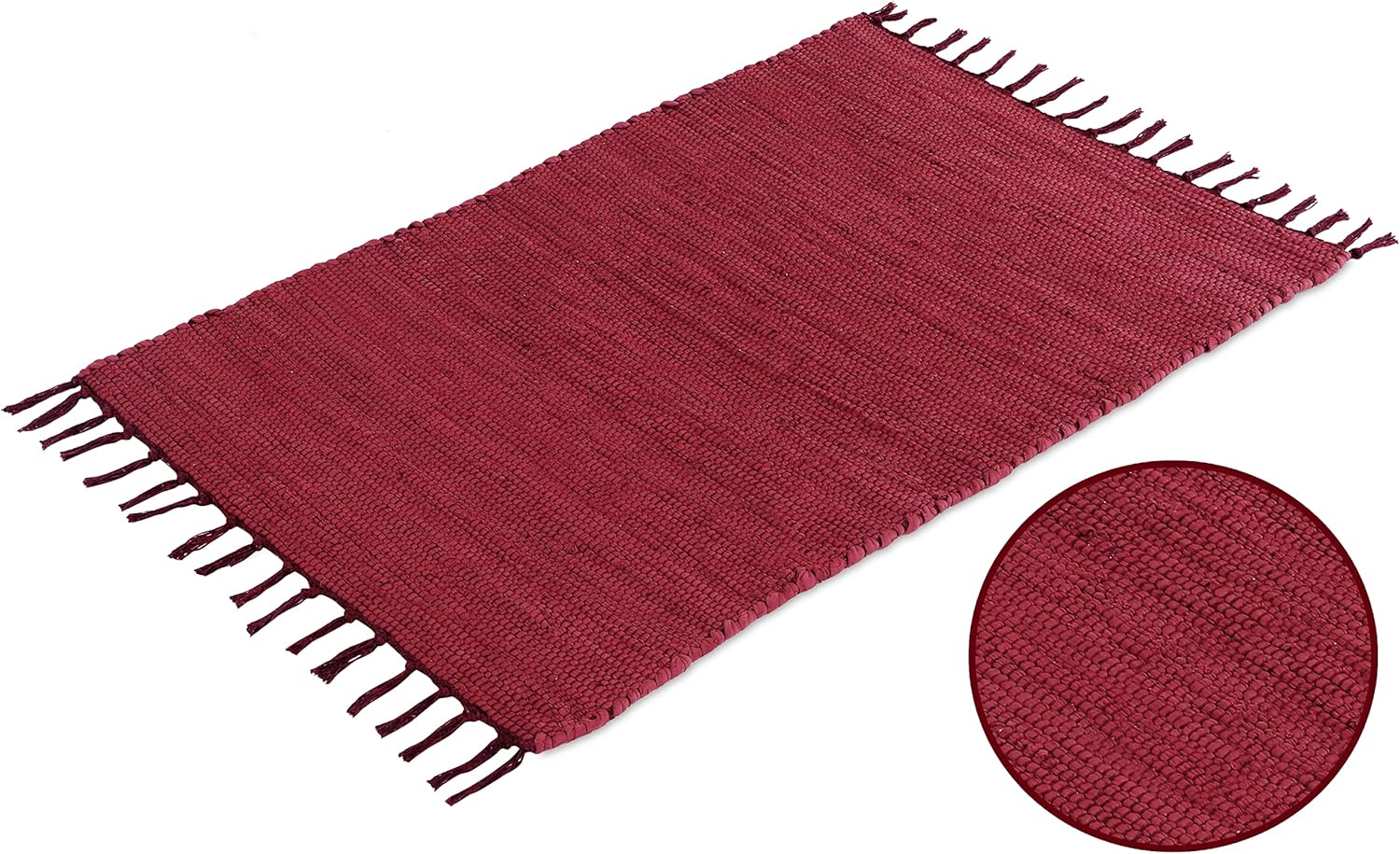 Alfombra trenzada a mano, estilo indio, tradicional, colorido, de algodón, Chindi, decoración del hogar, 24 x 36 pulgadas, con flecos de borlas,