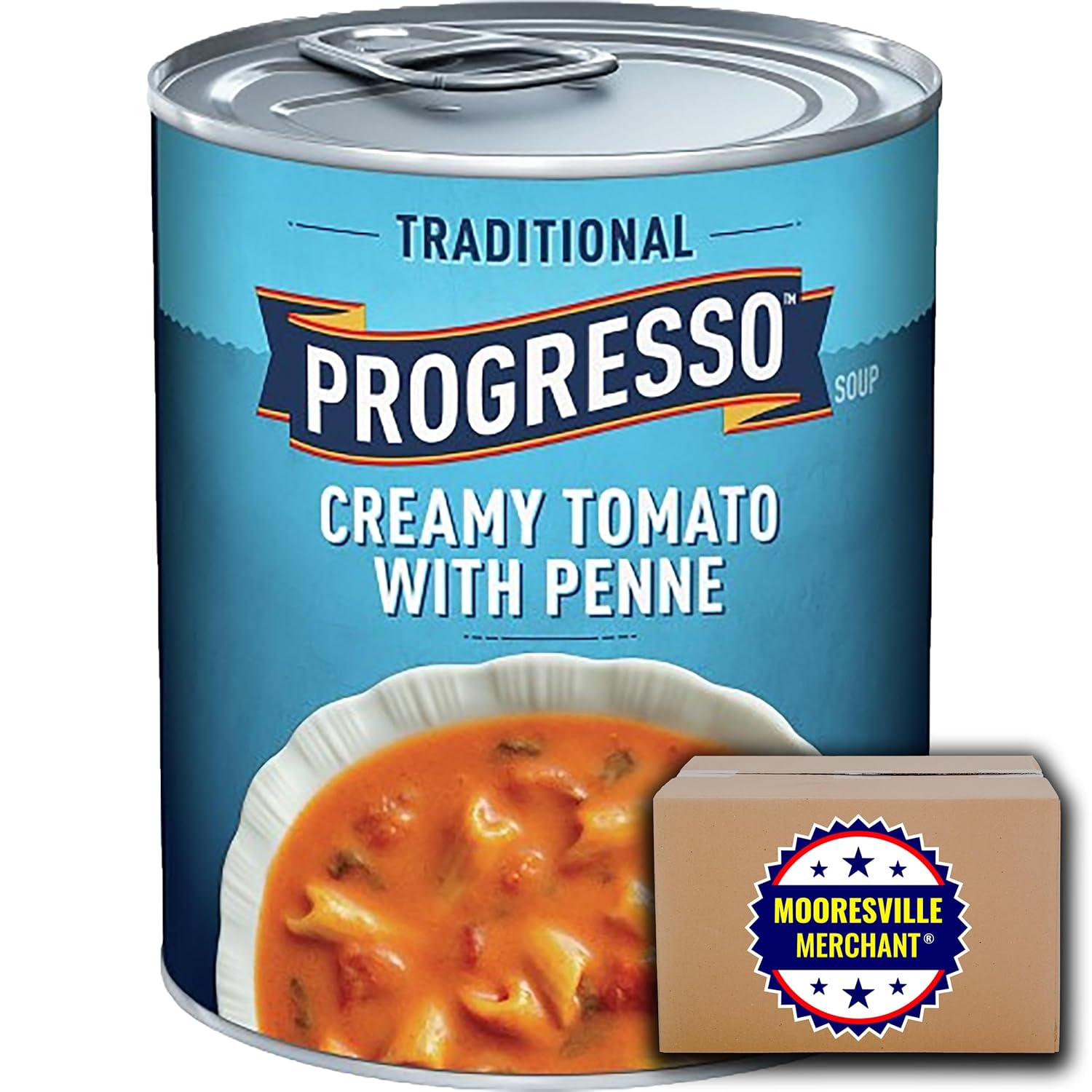 Progresso Tomate cremoso tradicional con Penne, 18.5 onzas líquidas, 6 latas con calcomanía Mooresville Merchant