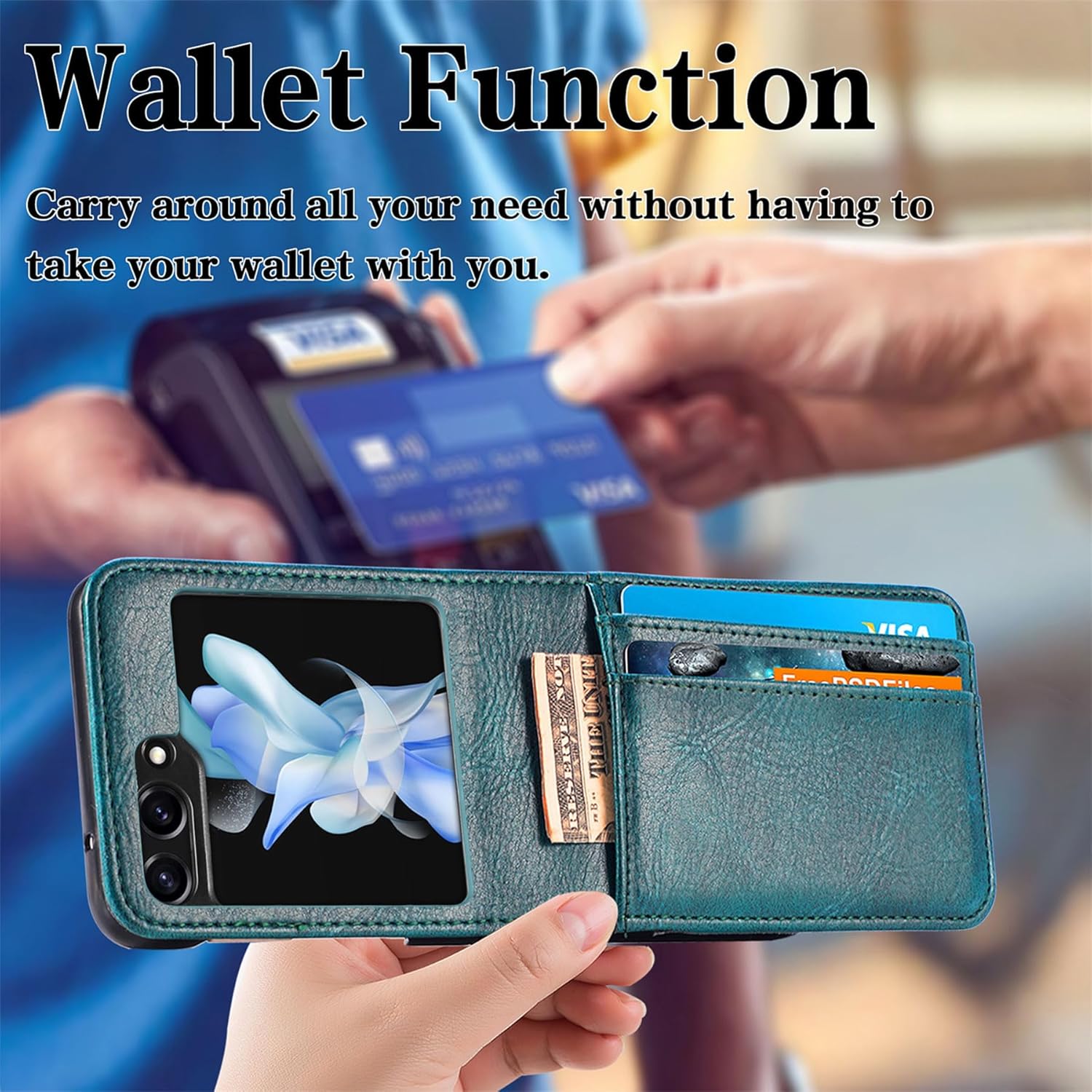 ZCDAYE Funda tipo cartera para Samsung Galaxy Z Flip 5, funda para Samsung Galaxy Z Flip 5, funda de cuero para Samsung Galaxy Z Flip 5 con