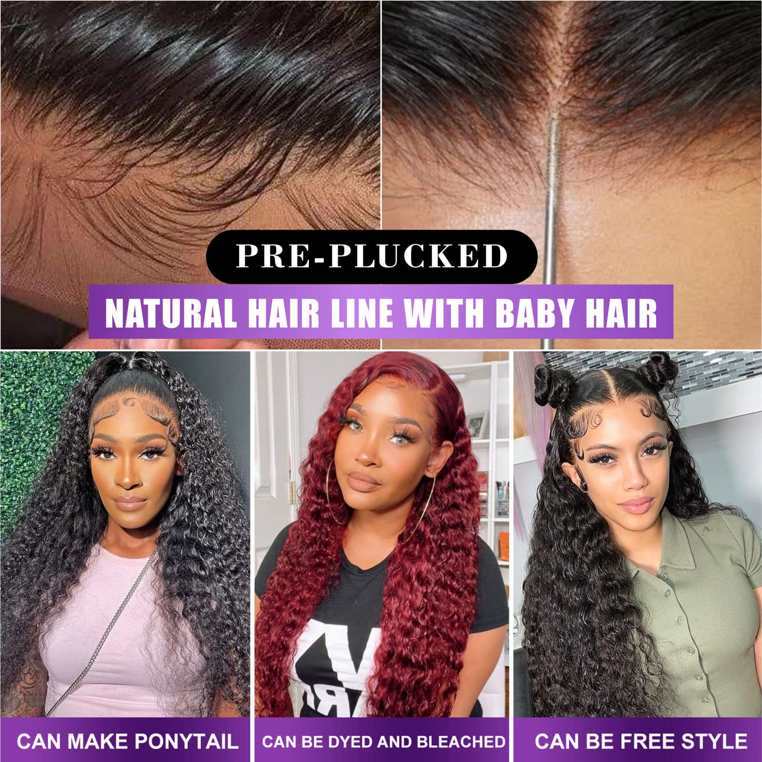 Pelucas de cabello humano virgen brasileño virgen brasileño con encaje frontal de 13 x 6 pulgadas, 180 % de densidad, transparente, HD, rizado