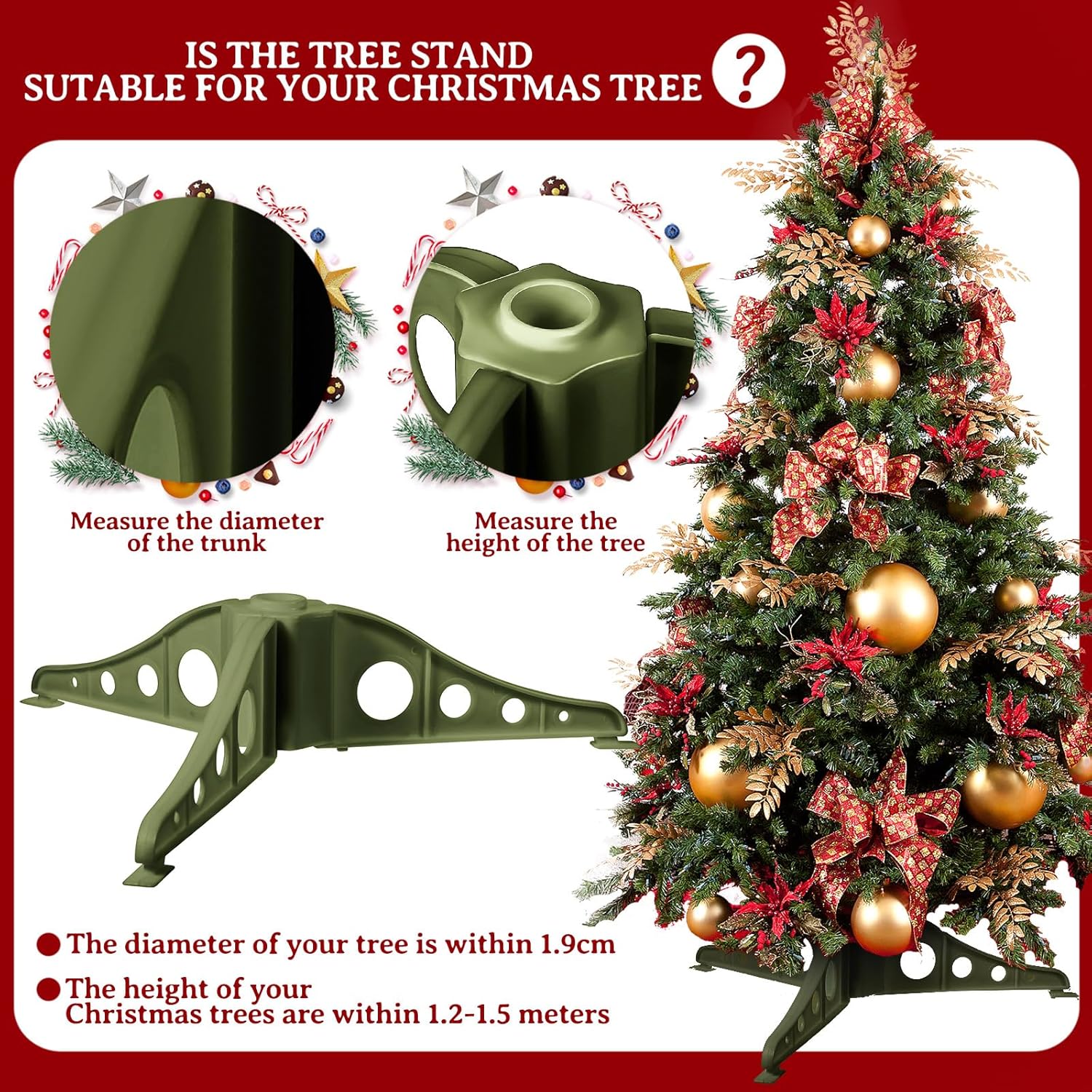 Soporte de plástico para árbol de Navidad, patas de árbol de Navidad, base de árbol de Navidad artificial, soporte de repuesto de base de plástico