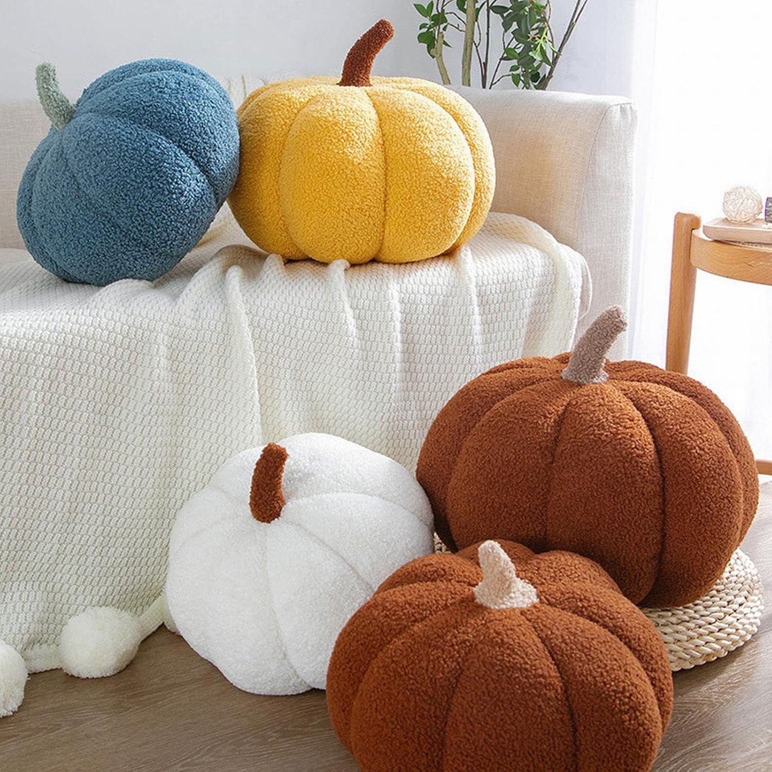 Almohada de peluche de calabaza, almohadas de calabaza de peluche, juguetes suaves, duraderos, decorativos en forma de 3D, cojín de calabaza para