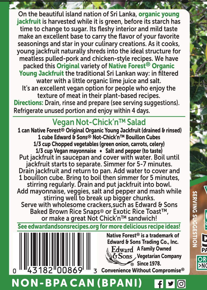 Native Forest, alternativa de jaca vegana sin carne, 14 onzas (Paquete de 6)