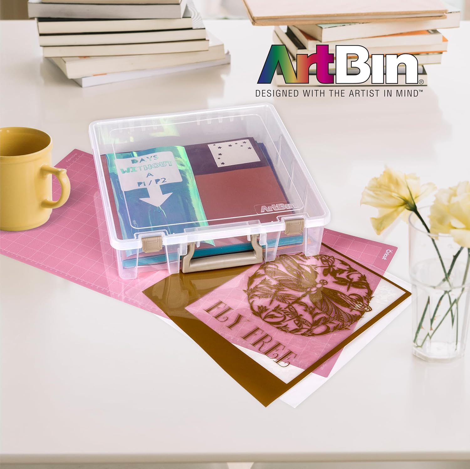 ArtBin Caja organizadora transparente para manualidades, color oro rosa