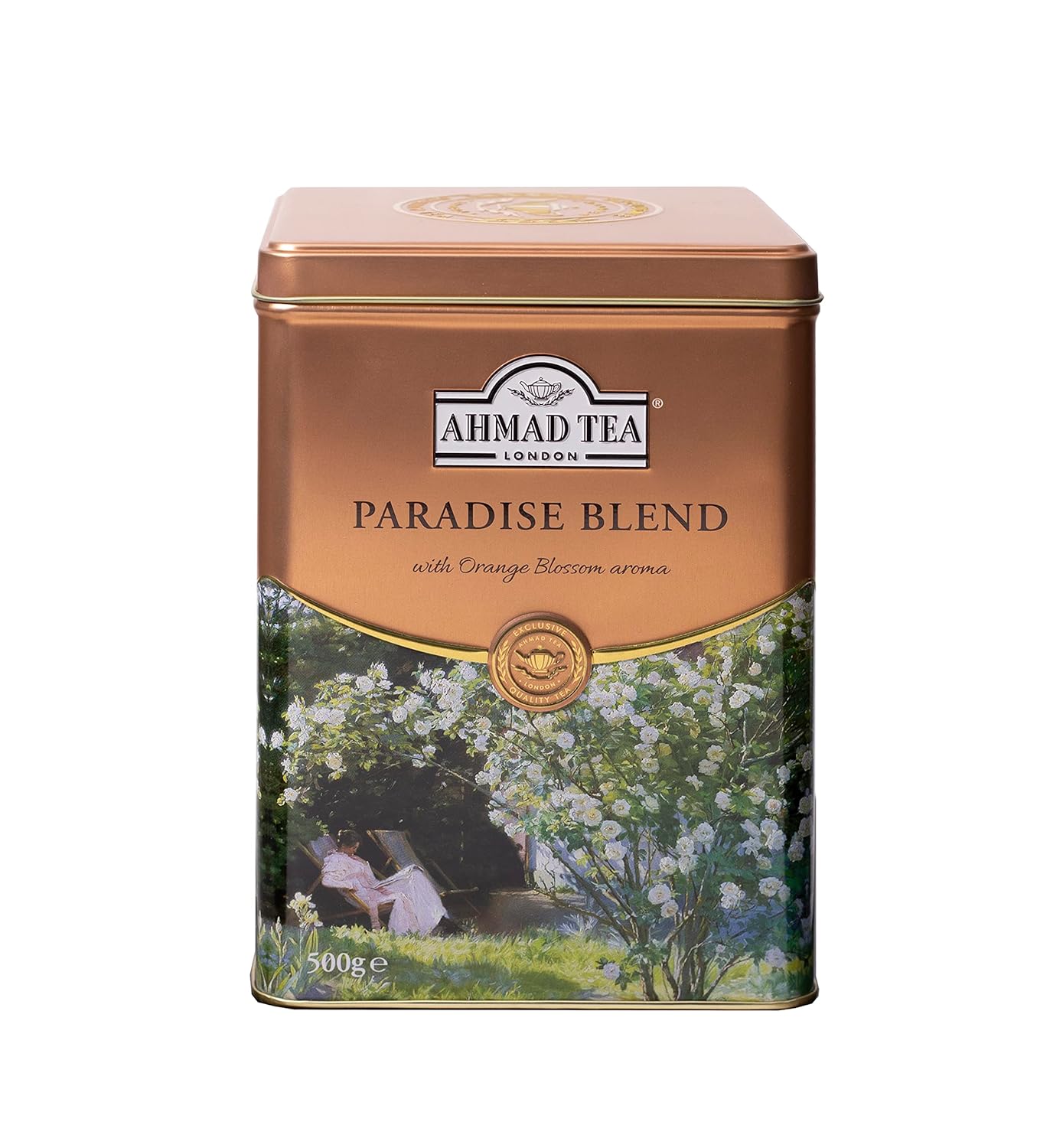 Ahmad Tea Paradise Blend, hojas sueltas de primera calidad, té negro de azahar, 17.64 oz. Naturalmente cafeinado y sin azúcar