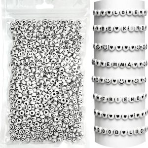 Kit de 985 cuentas de letras, 28 estilos de pulseras de la amistad, cuentas del alfabeto, cuentas de cara sonriente para pulseras, kit de Kit de 985 cuentas de letras, 28 estilos de pulseras de la amistad, cuentas del alfabeto, cuentas de cara sonriente para pulseras, kit de