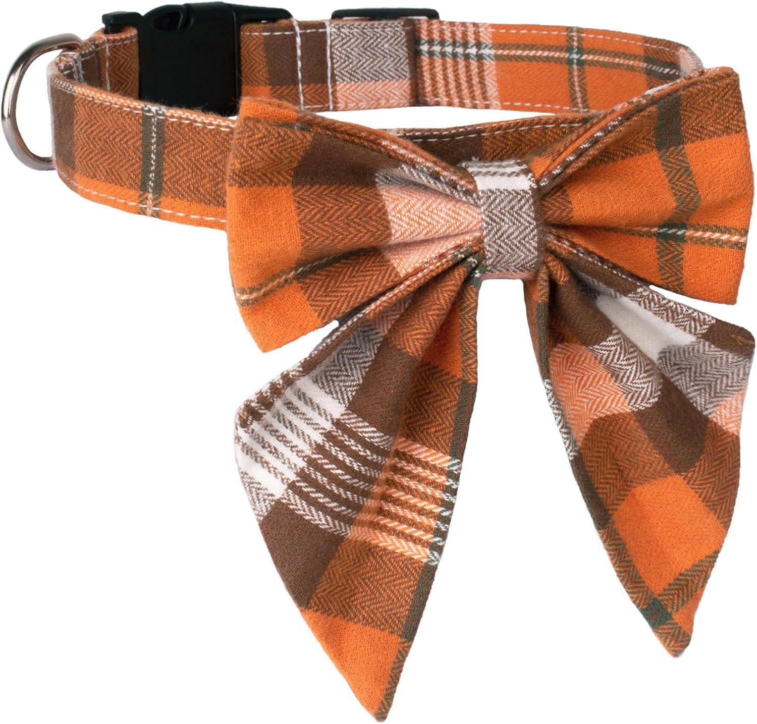 ADOGGYGO Collar de otoño para perro con lazo, collar de lazo para perro de Acción de Gracias, collar ajustable de algodón naranja con moño, collares
